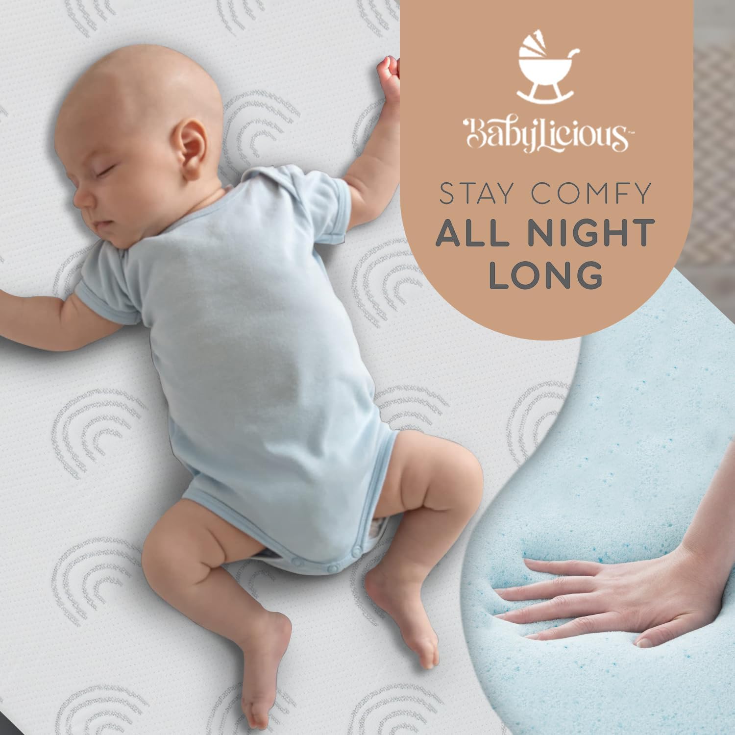 Detalle 1 de Babylicious Babylicious Pack and Play Mattress Pad, 38 x 26 in, Waterproof Memory Foam