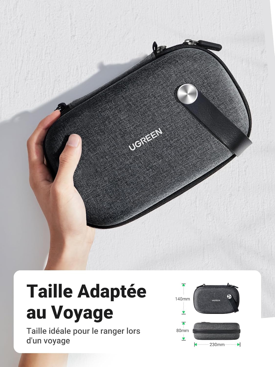 Detalle de UGREEN Sac Rangement Accessoires Électroniques – Organisateur de Voyage Étanche et Antichoc