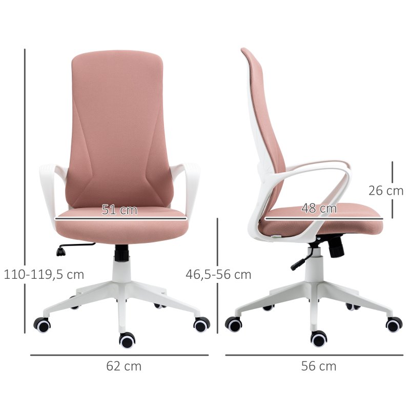 Detalle 2 de vinsetto Silla de Oficina Giratoria Rosa