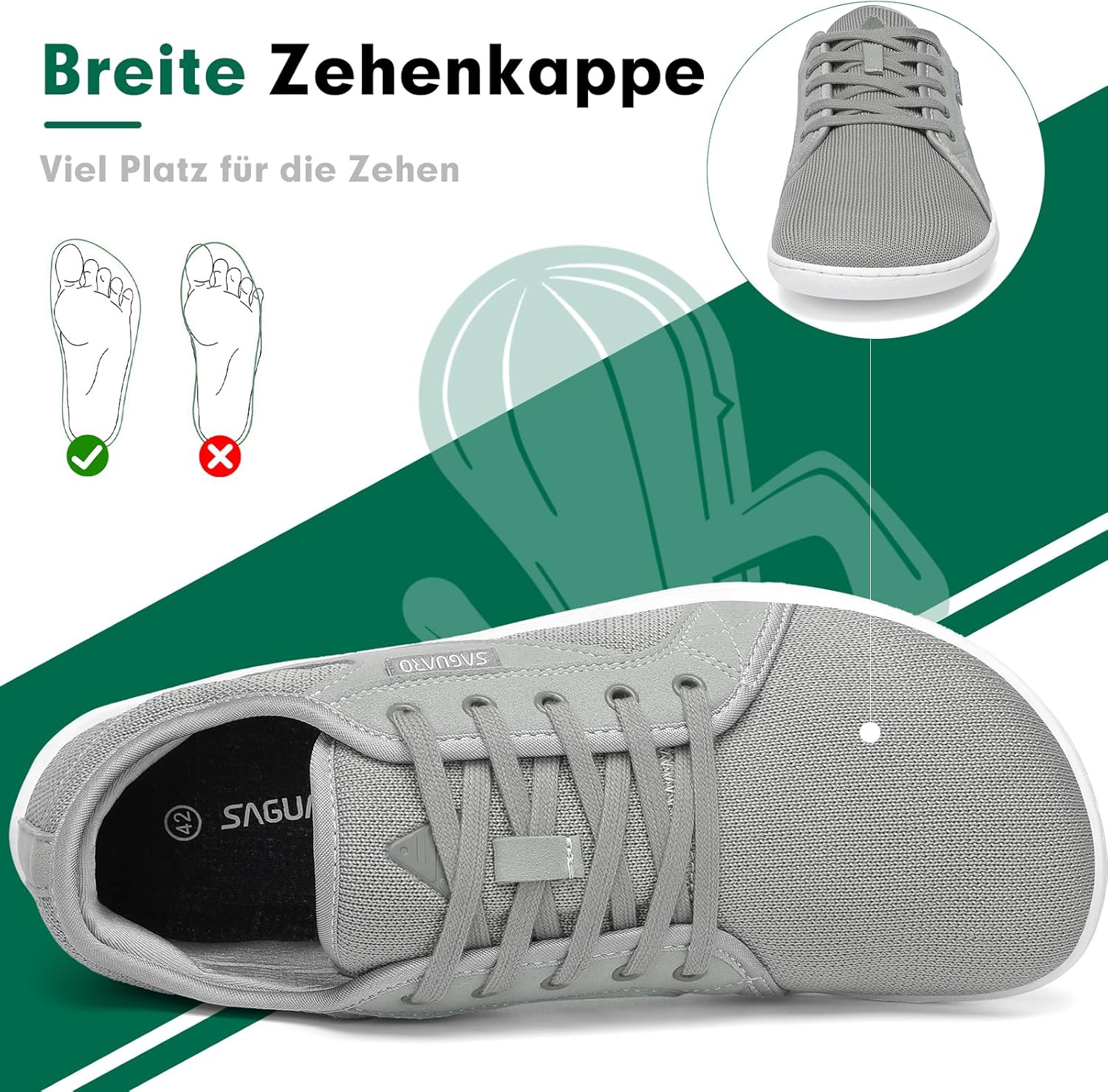 Thumbnail 2 de SAGUARO Unisex Knit Barfußschuhe mit breiter Zehenbox und Zero-Drop Sohle (Luck Ⅰ), Gr. 36–48