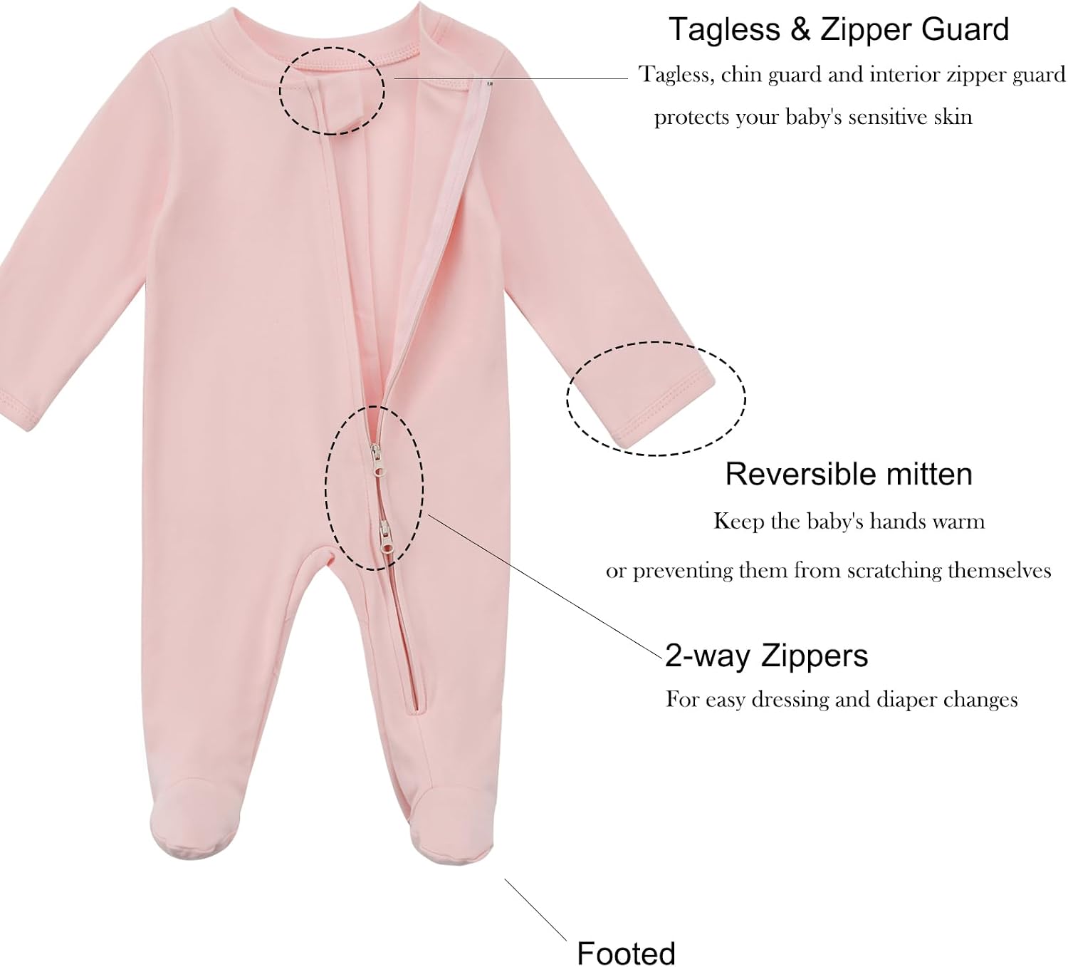 Detalle de Aablexema Baby Footie Pajamas in Organic Cotton