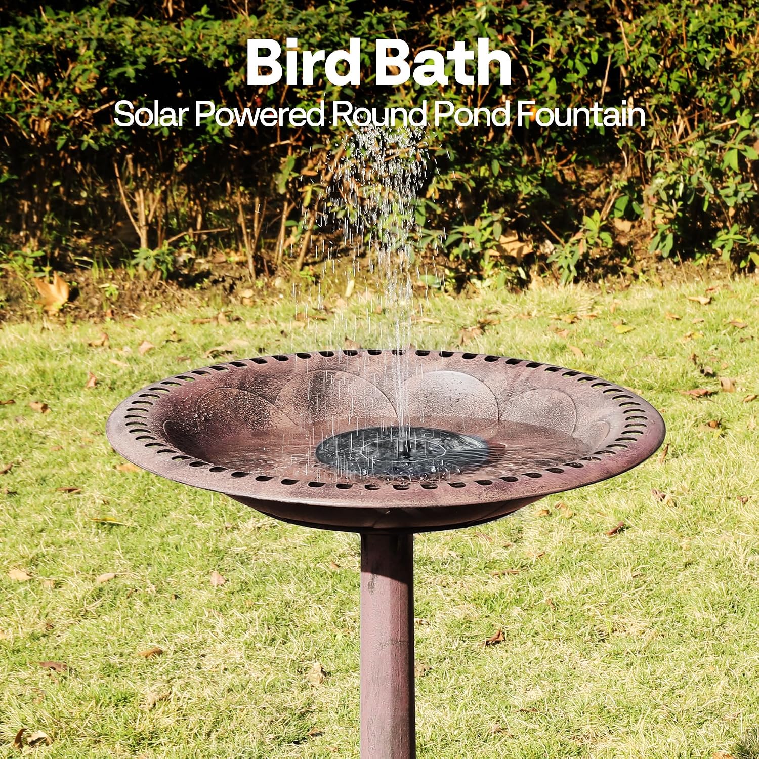 Detalle de VIVOHOME Bird Bath Feeder for Garden 71cm Tall with Solar-Powered Water Fountain