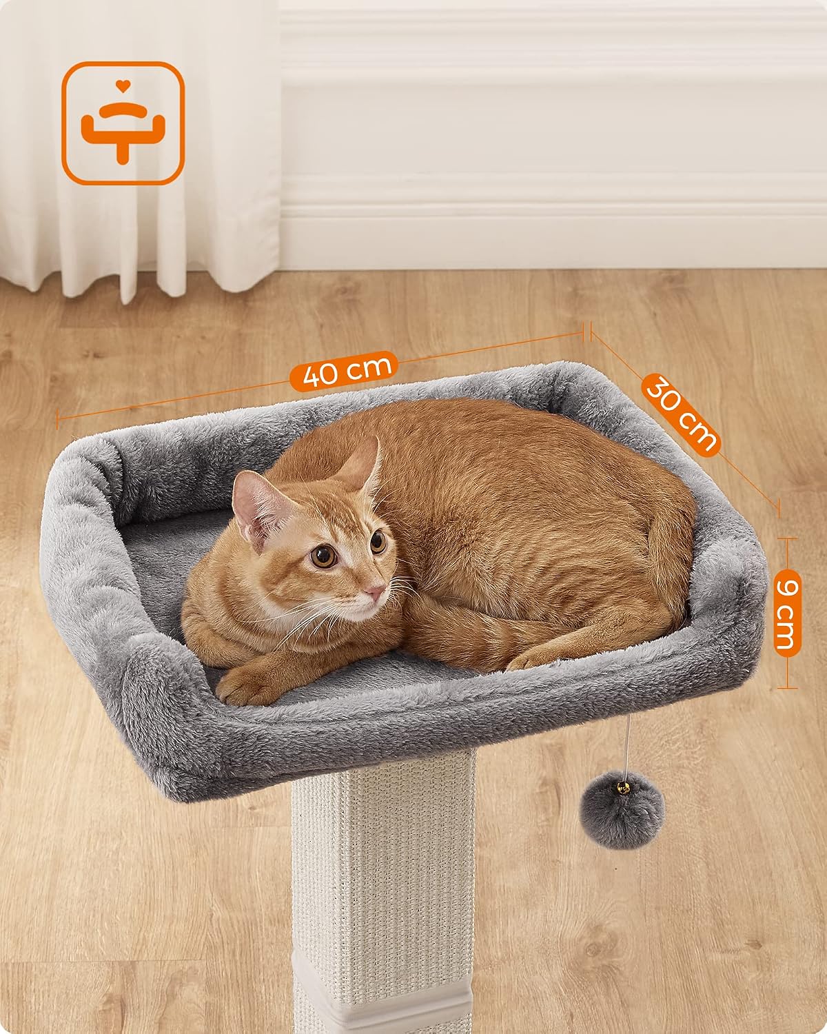 Detalle de FEANDREA PCA022W01 Cat Scratching Post, Sisal, 71 cm, Heather Grey