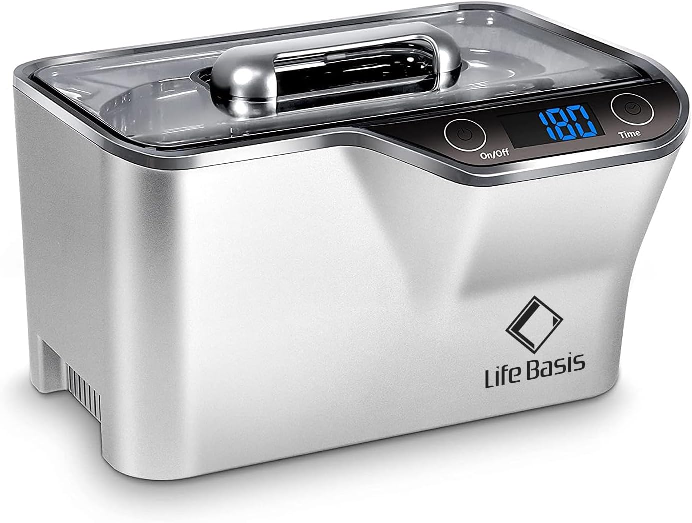 LifeBasis LSUC015 Ultrasonic Jewelry Cleaner, 600 mL, 45 kHz, Silver