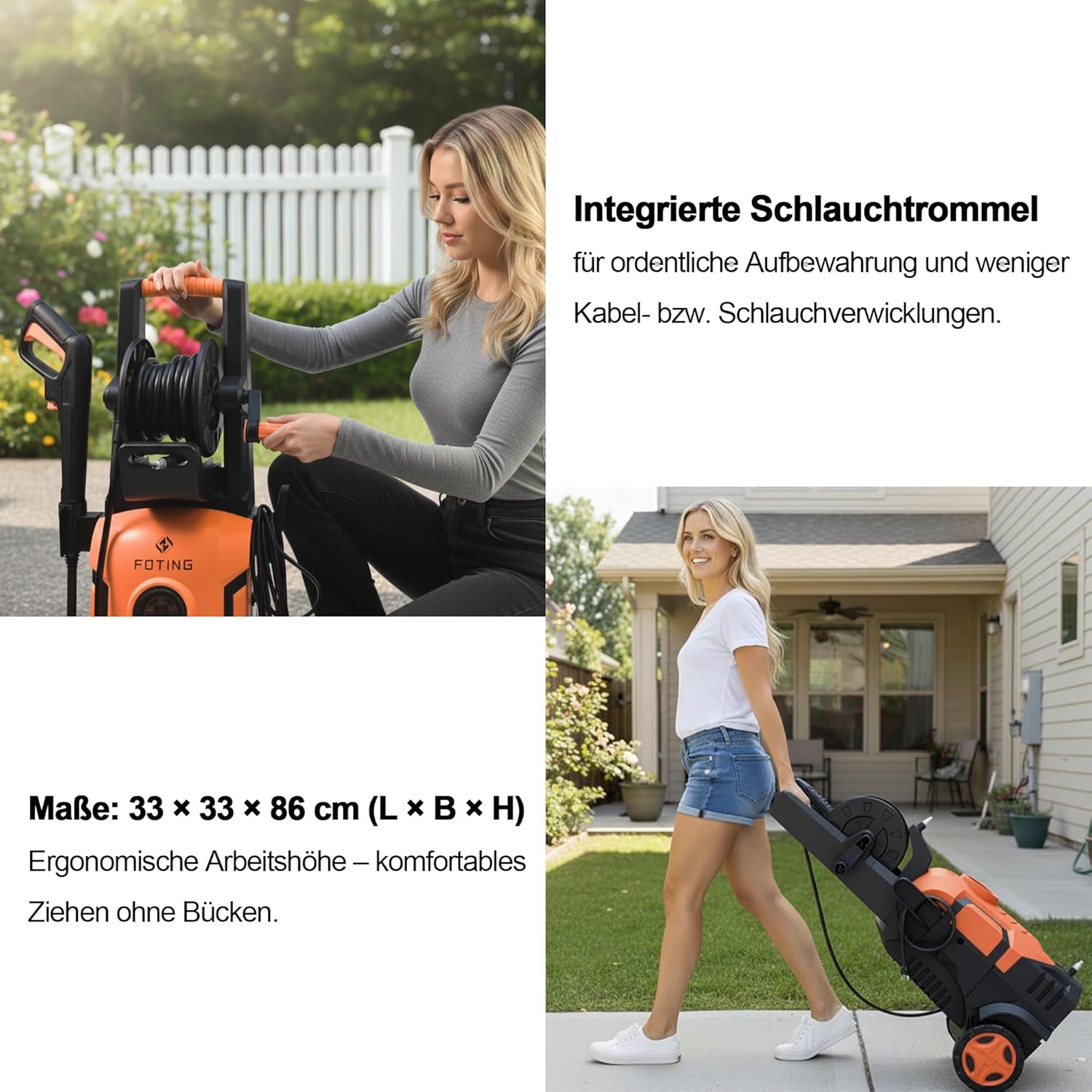 Thumbnail 6 de Hochdruckreiniger Touchscreen – 8-stufig, 200 bar, 6-in-1-Düse, Schaumkanone, 60 m²/h