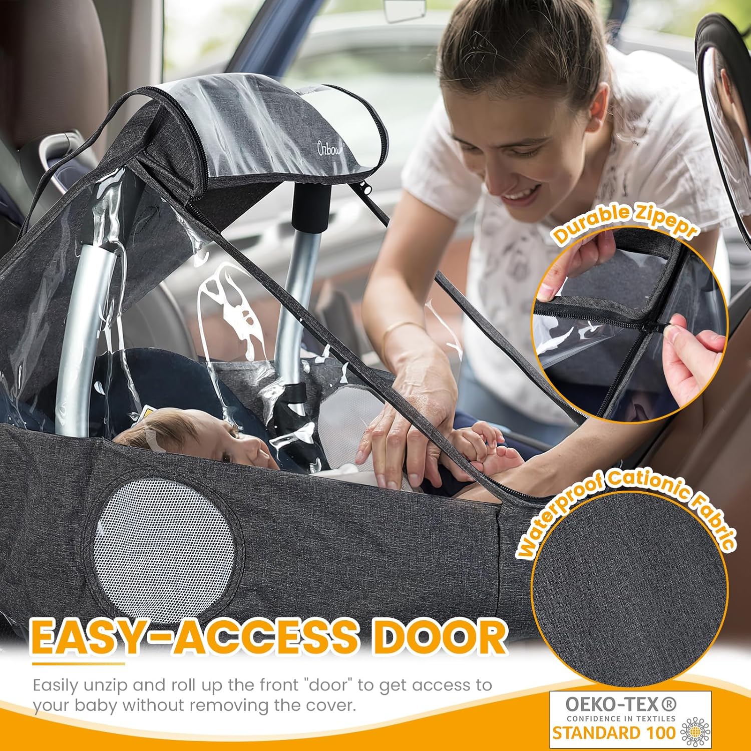 Thumbnail 1 de Orzbow Universal Baby Car Seat Rain Cover: Weather Shield for Babies and Pets