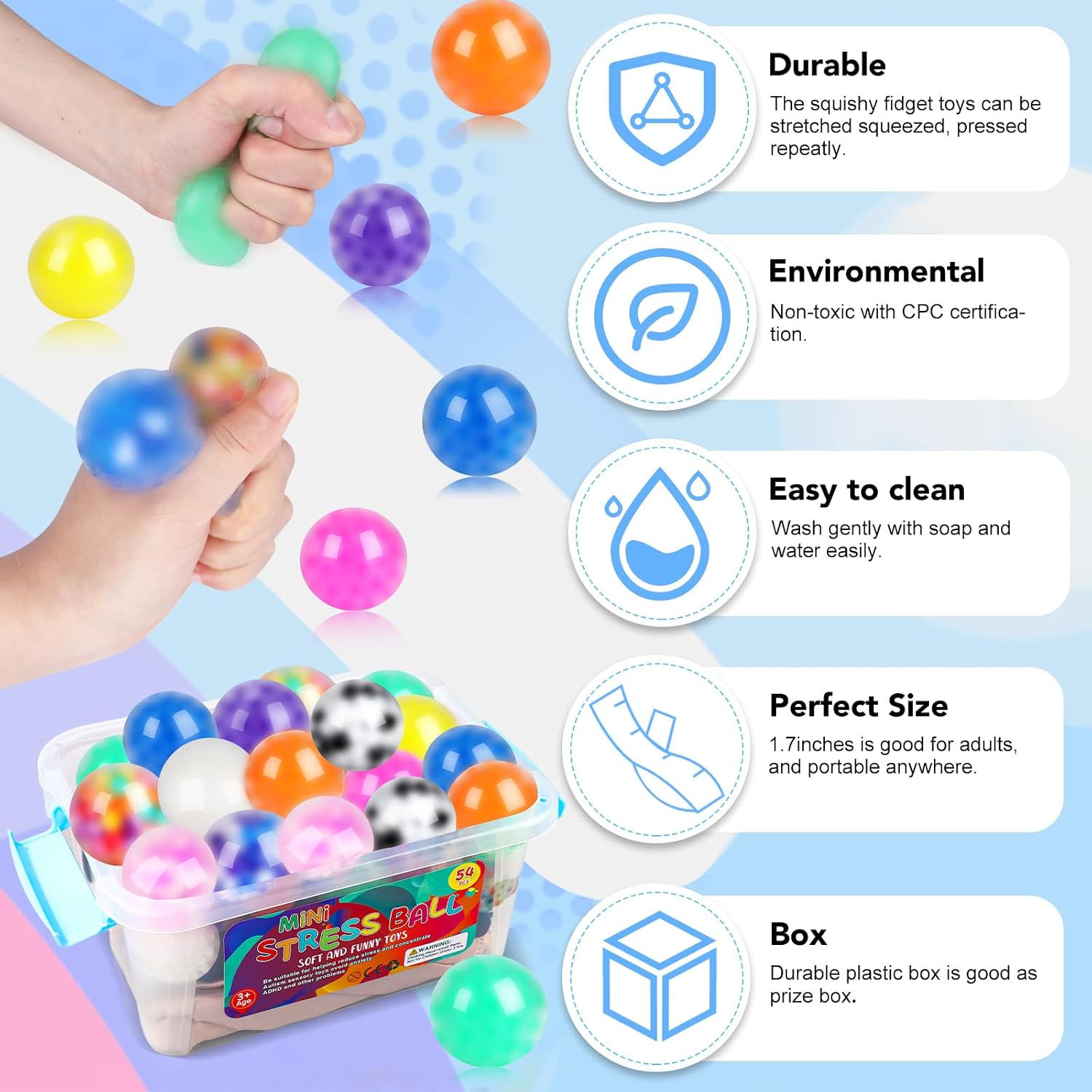 Thumbnail 4 de 54Pack Stress Balls: Bulk Fidget Squishies for Adults