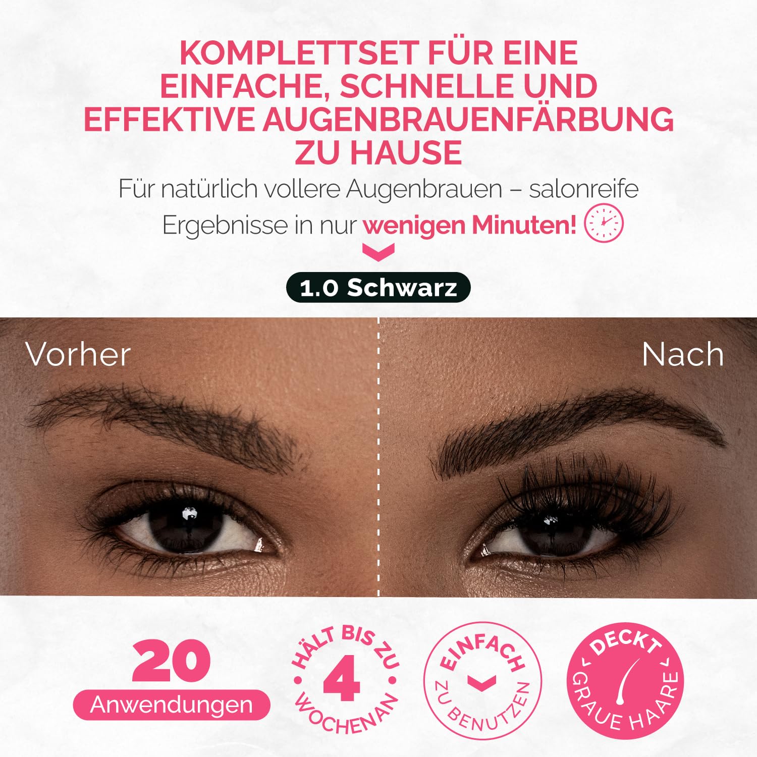 Detalle 2 de Renata Beauty Augenbrauenfarbe Set (inkl. Entwickler & Stylingbürste) – Brow Färbeset Schwarz