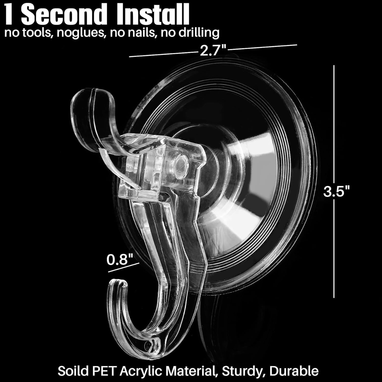 Thumbnail 2 de Anteabee 3 Pack Suction Cup Hooks: Clear, Removable and Up to 11 lb on Smooth Surfaces