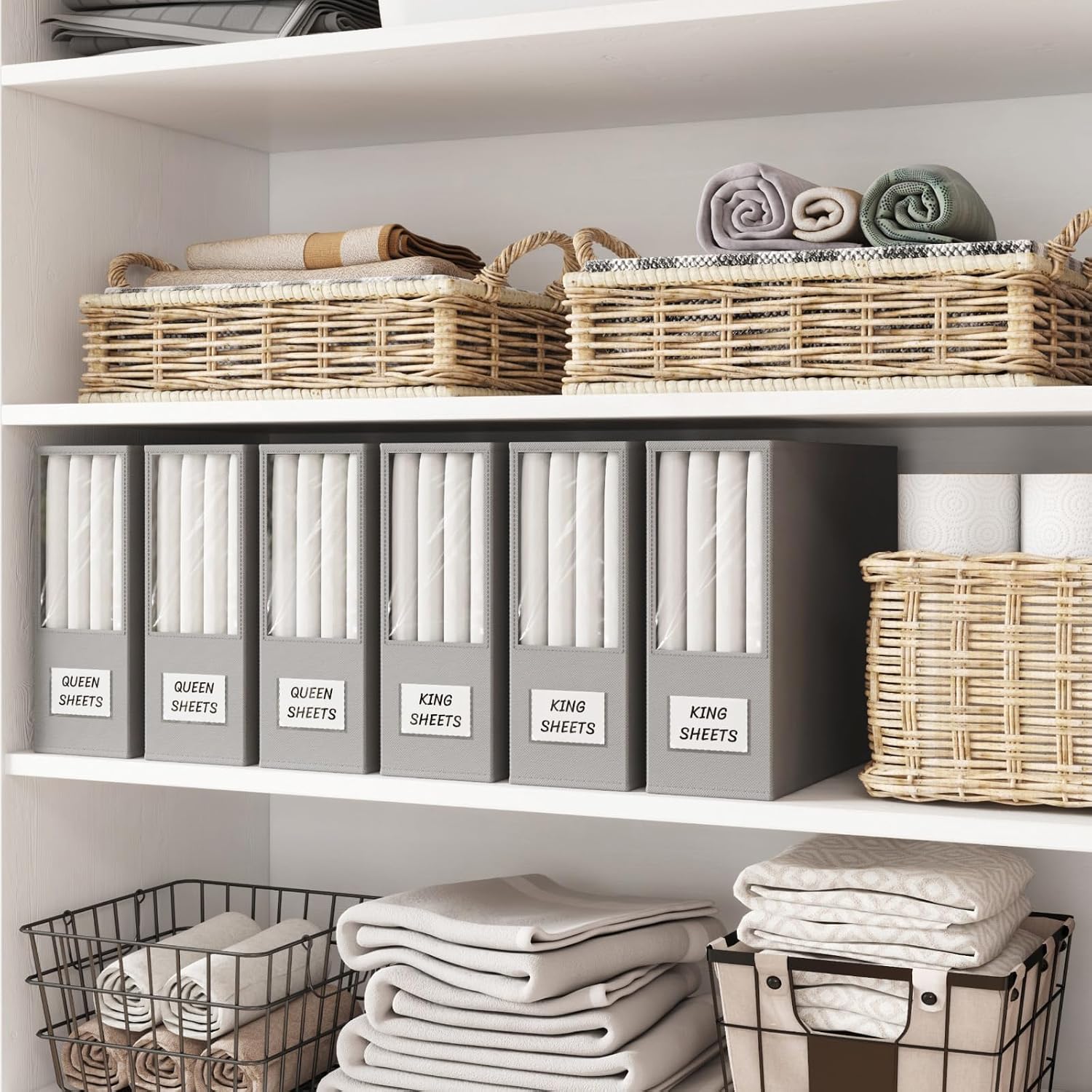 Detalle 2 de Lifewit LH24143.02FG.V1.M01 Bed Sheet Storage Boxes, Set of 6, Clear Window