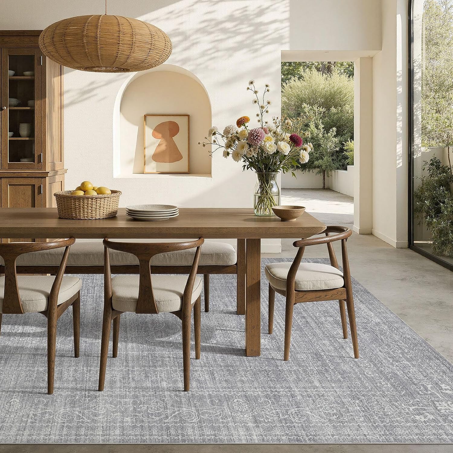 Thumbnail 2 de Nakagishi Neutral 8x10 Area Rug, Grey, Washable Low-Pile Polyester