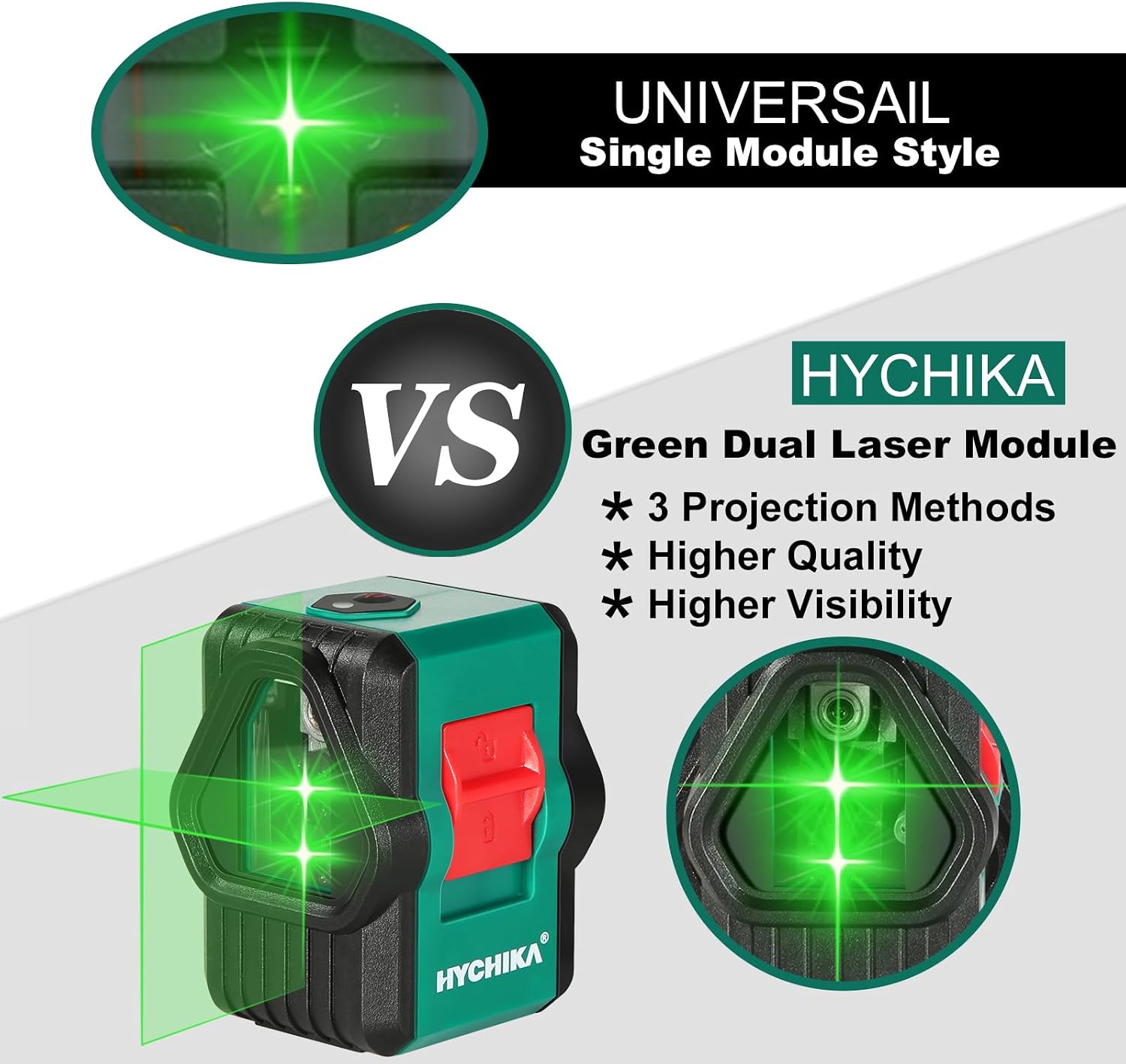 Thumbnail 1 de HYCHIKA Green Laser Level: 45m Self-Leveling Cross/Vertical/Horizontal Lines with 360° Magnetic Bracket