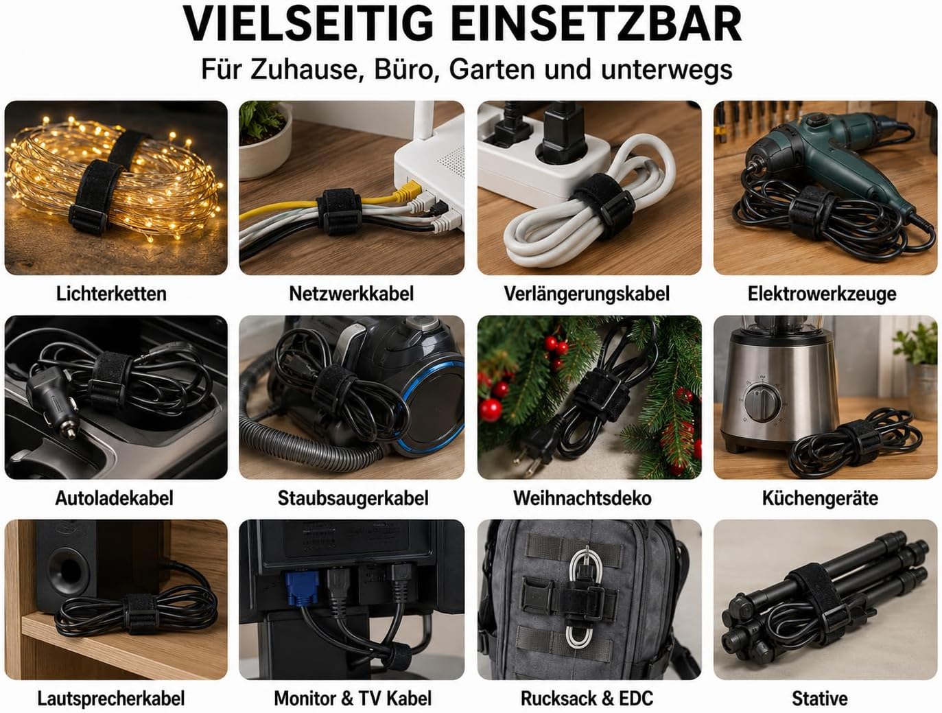 Thumbnail 3 de Hazarox 35 Stück Klett-Kabelbinder mit Schnallen – Wiederverwendbar, flexibel und vielseitig einsetzbar