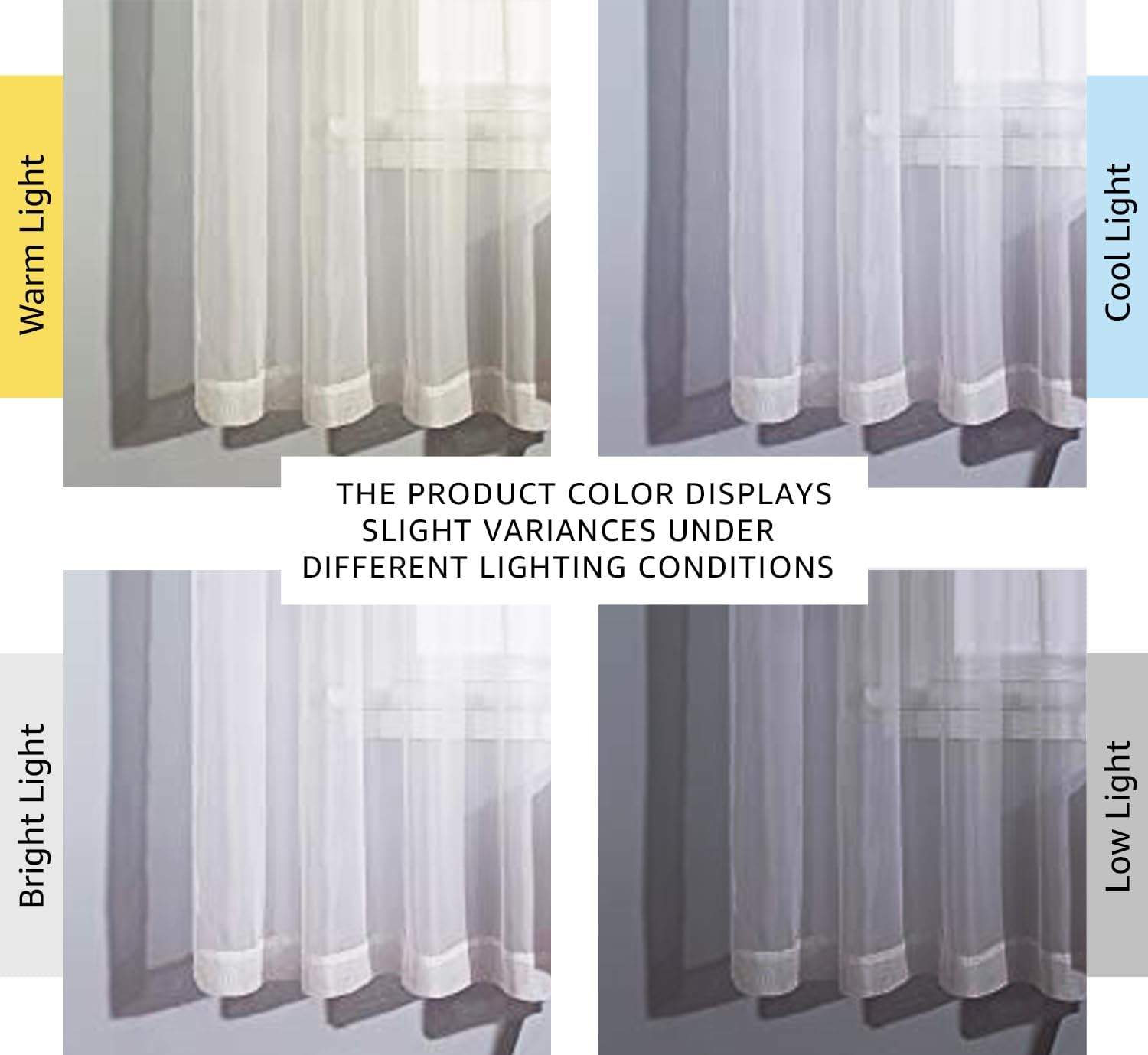 Thumbnail 1 de NICETOWN Sheer Curtains Panel 72" Long, White, Ring Top — Set of 2 Voile Drapes (W54 x L72)