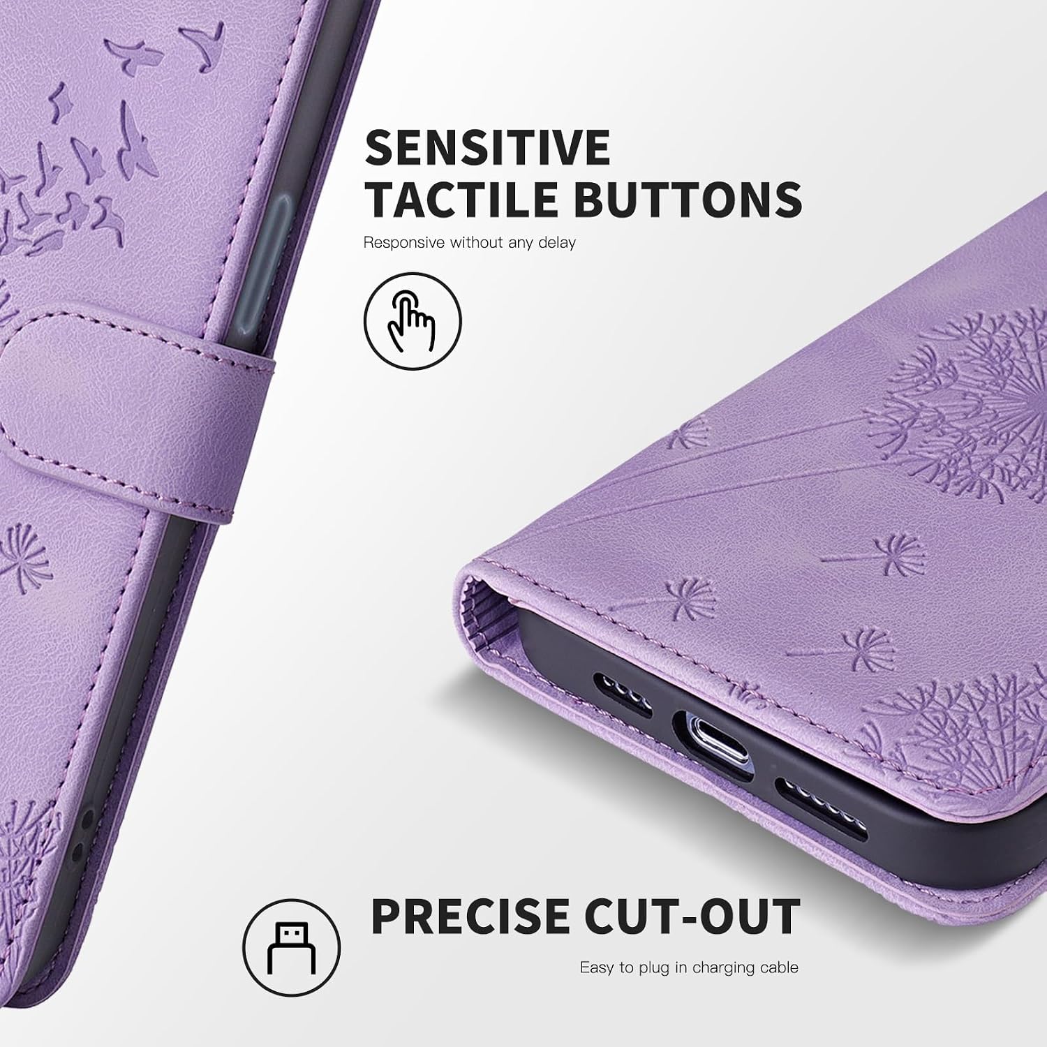 Thumbnail 6 de Rostsant Flip-Case für Xiaomi 17 – Brieftasche Hülle aus PU-Leder, Löwenzahn, Violett