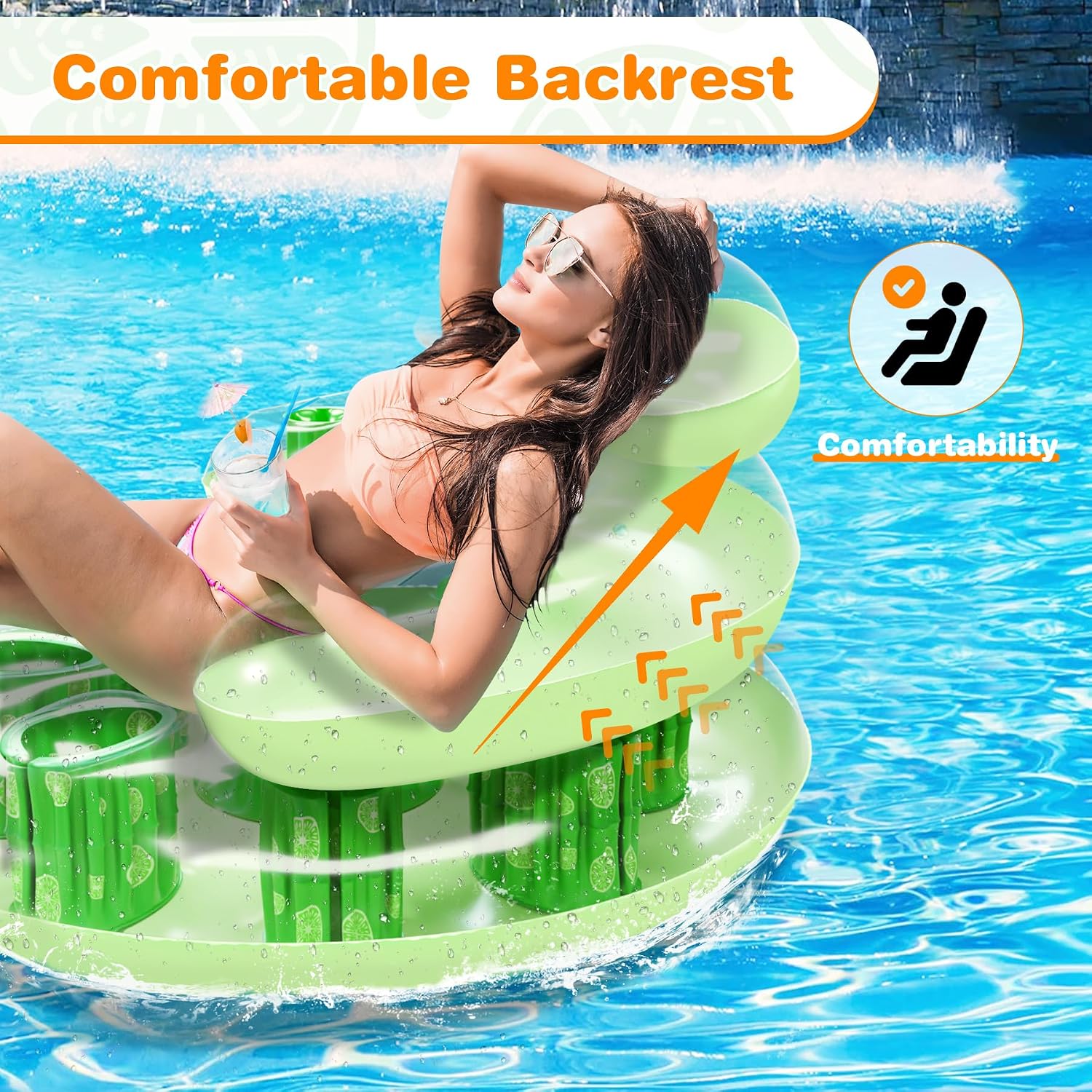 Detalle de COOLJOYA Materassino Piscina: Sedia Galleggiante Gonfiabile per Adulti con Portabicchieri