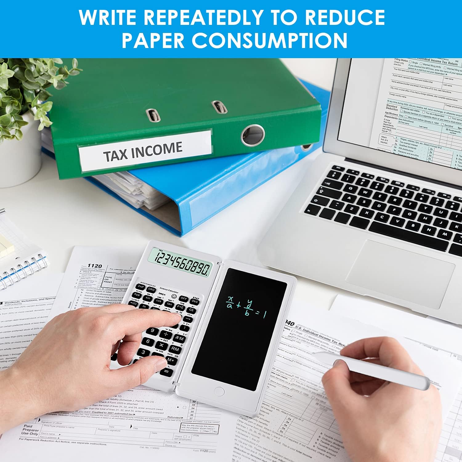 Thumbnail 6 de iPepul JSQ Scientific Calculator with Notepad, 10-Digit LCD, White