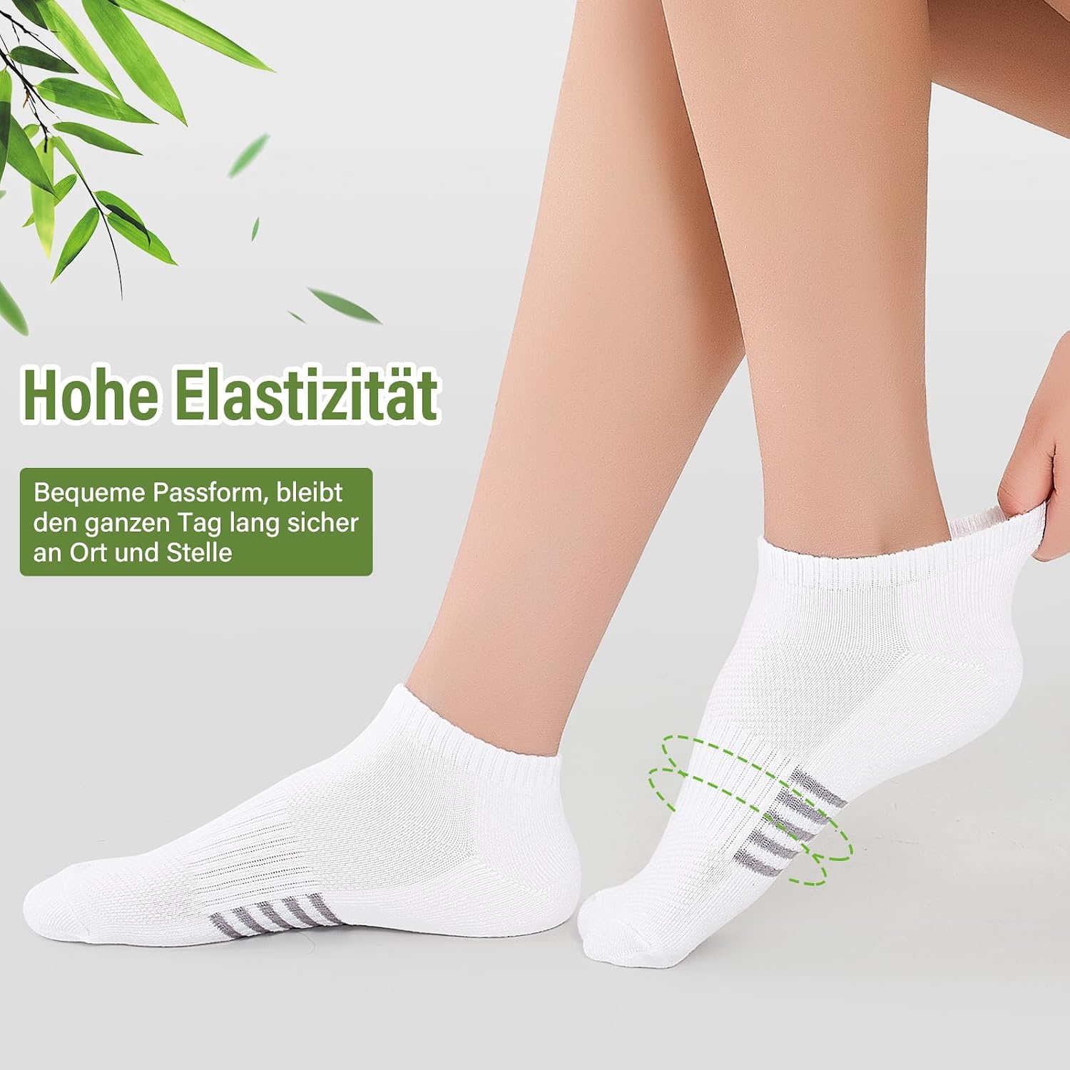 Detalle 2 de Effeet Bambus Sneaker Socken Damen 6/12 Paar – atmungsaktiv, gepolstert und rutschfest für Sport und Alltag
