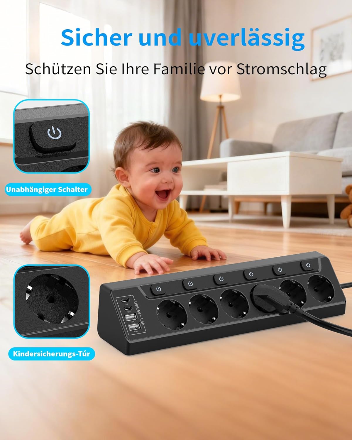 Thumbnail 5 de Eck Steckdosenleiste mit USB C 2 m Kabel