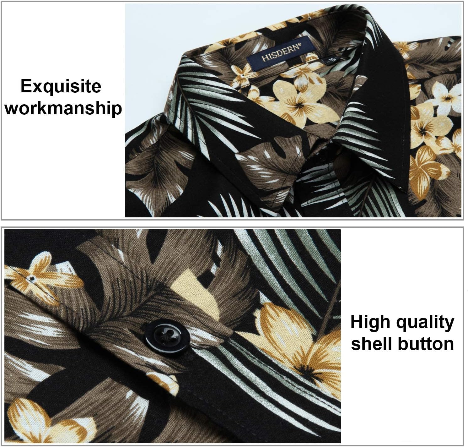 Thumbnail 3 de HISDERN Funky Hawaiihemd Herren Kurzarm mit Vordertasche – Sommerlook für Strand und Freizeit