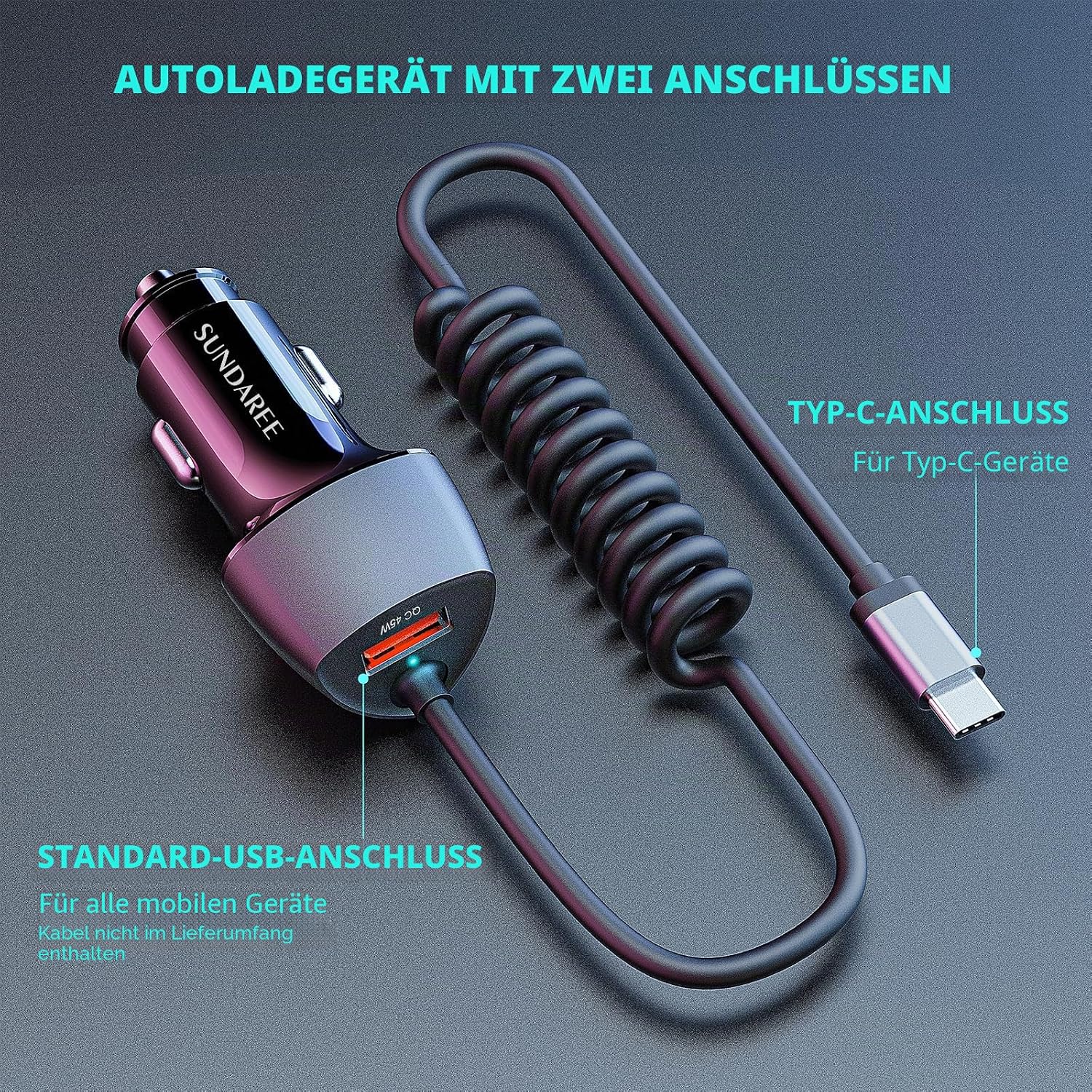 Thumbnail 6 de SUNDAREE Auto-Ladegerät USB-C Kabel 90W – Schnellladen für 12V/24V Fahrzeuge