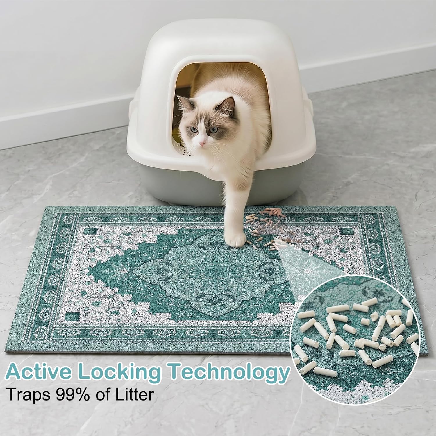 Thumbnail 1 de Glittme YB003922-XL Cat Litter Mat, 40" x 30" PVC, Washable and Non-Slip