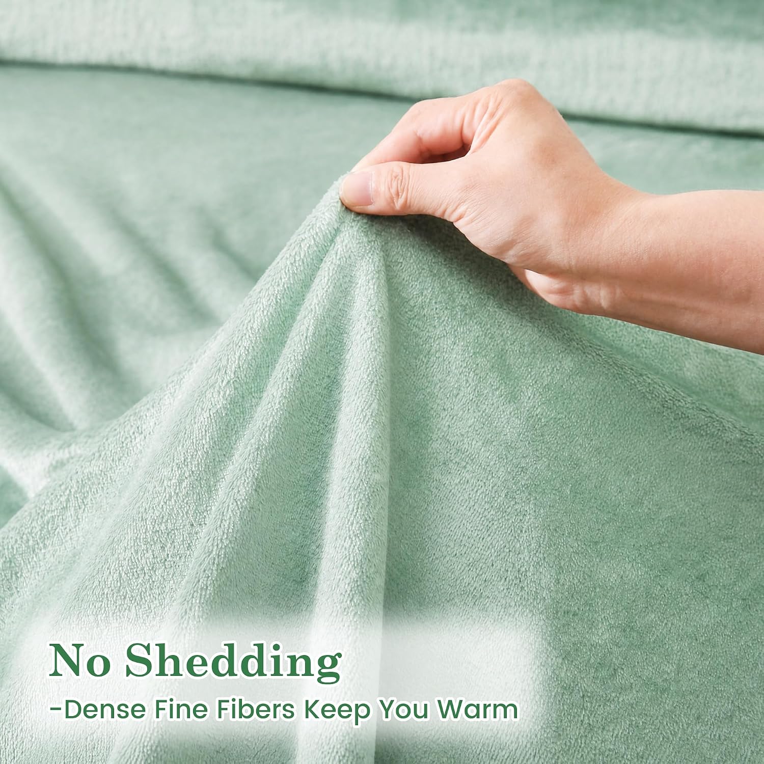 Detalle de Viviland VSHTSEAQ Plush Micro Polar Fleece Queen Sheet Set, Sage Green, 200 GSM