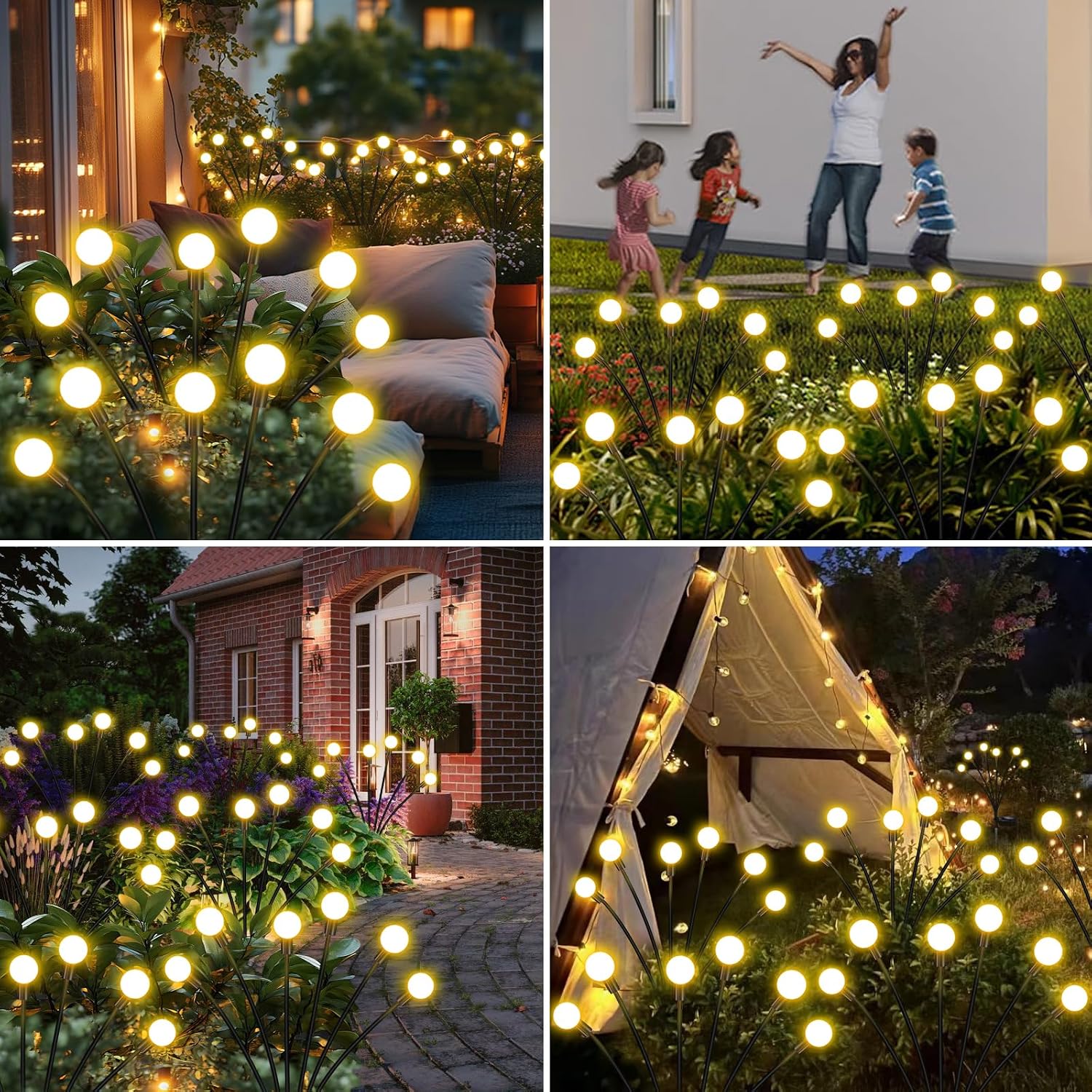 Thumbnail 6 de ZFNN YHC-4pack6head Solar Firefly Garden Lights, 4-Pack Warm White LED Stakes