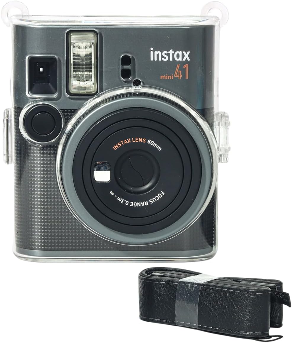 Detalle de Instant Mini 41 Case for Fuji Instax Mini 41 Camera – Clear Protective Cover with Shoulder Strap