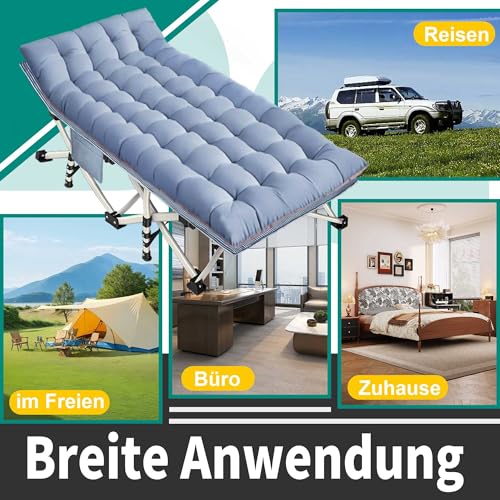 Detalle de GEUCEON Feldbett Klappbar XXL – Extra Breite 81 cm, mit Matratze, Tragfähigkeit bis 400 kg