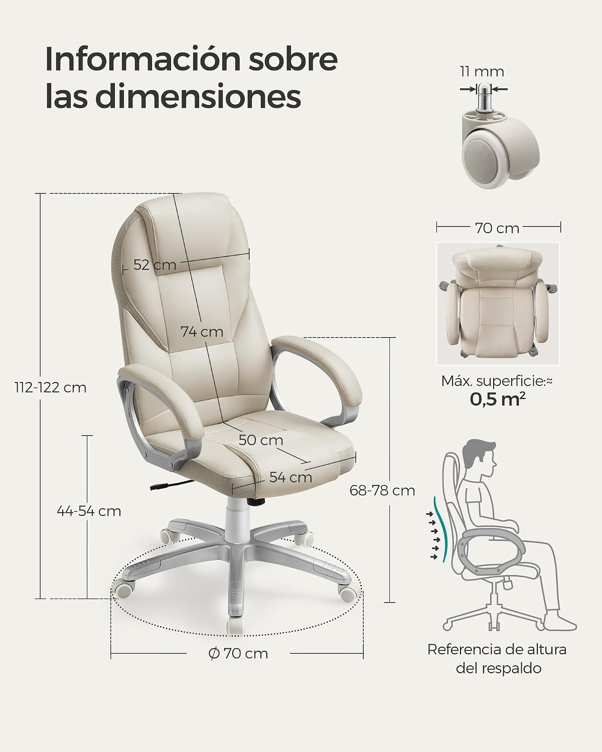 Thumbnail 2 de SONGMICS OBG022W01 Poltrona ergonomica