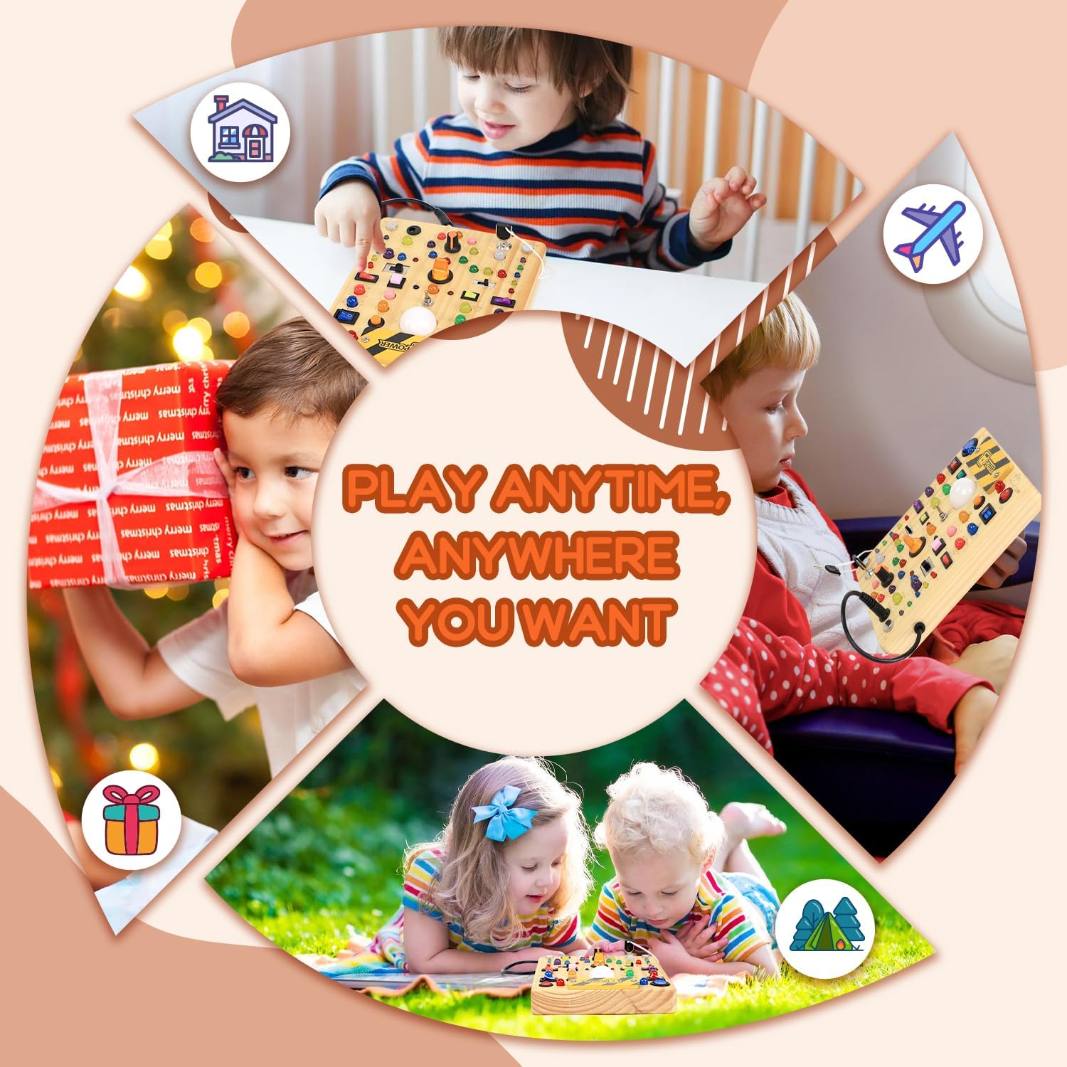 Thumbnail 4 de iHarPro Busy Board with 19 LED Light Switches (Wooden Montessori Sensory Board, Bigger Size)