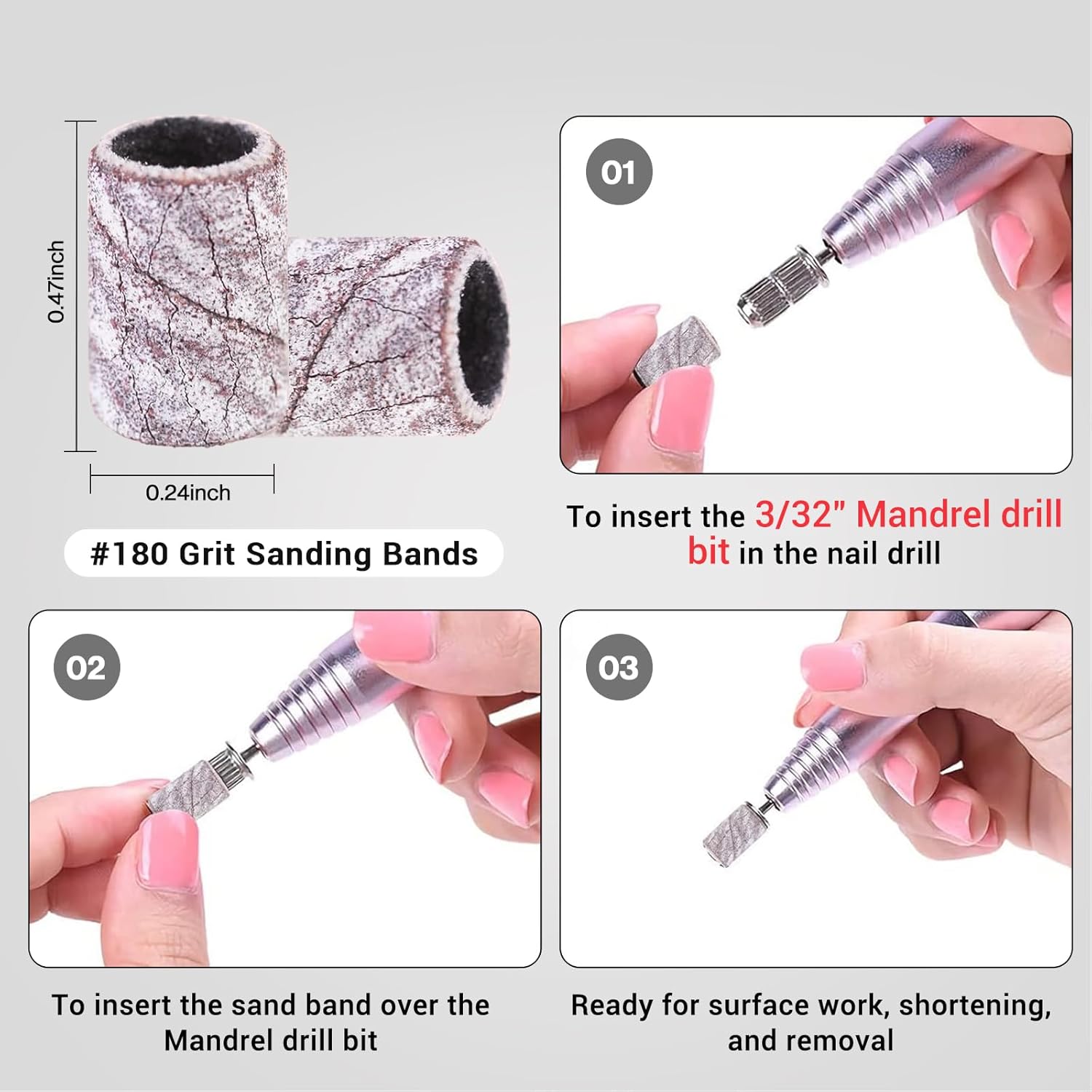 Thumbnail 2 de MelodySusie 100 Pcs 180 Grit Sanding Bands for Nail Drill Mandrel Bits (Zebra) – A Practical Pick for DIY and Salon Use
