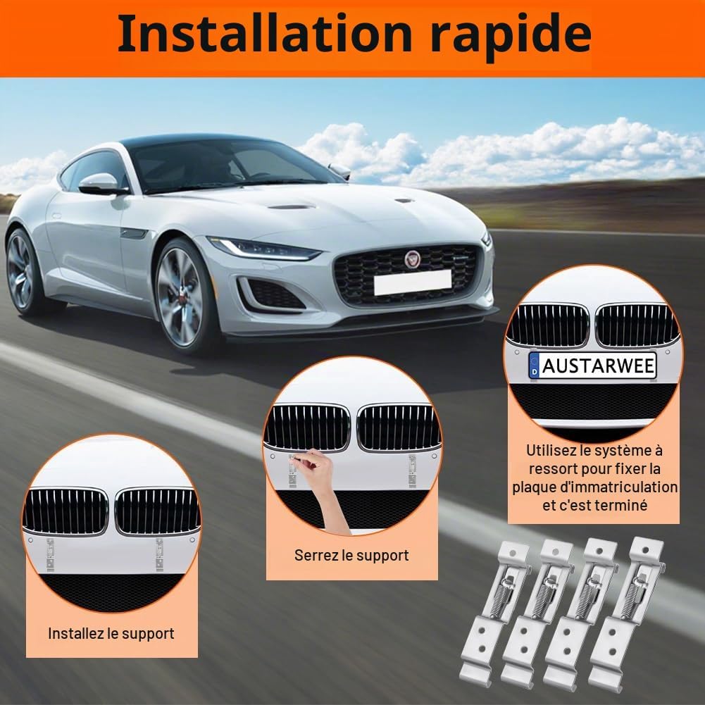 Detalle de vsshe U10-CPKKBXG250623-FBA nummerplaathouders, roestvrij staal, 4 stuks