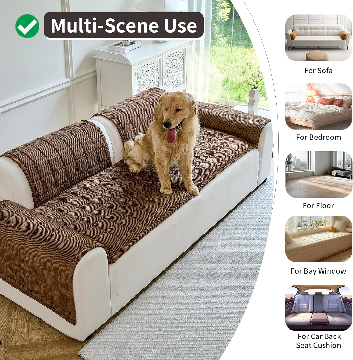 Detalle 2 de PJLZJFBY Washable Non-Slip Fuzzy Couch Cover for Dogs (Dark Brown, 27.6"x94.5", 1 PC)