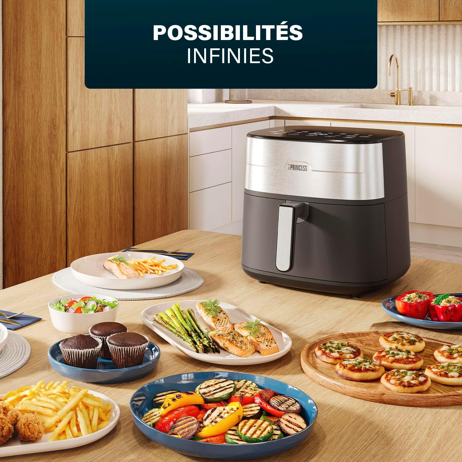 Detalle de Princess Dual Heat Airfryer 8L XXL (182280) – friteuse à air chaud double chauffe