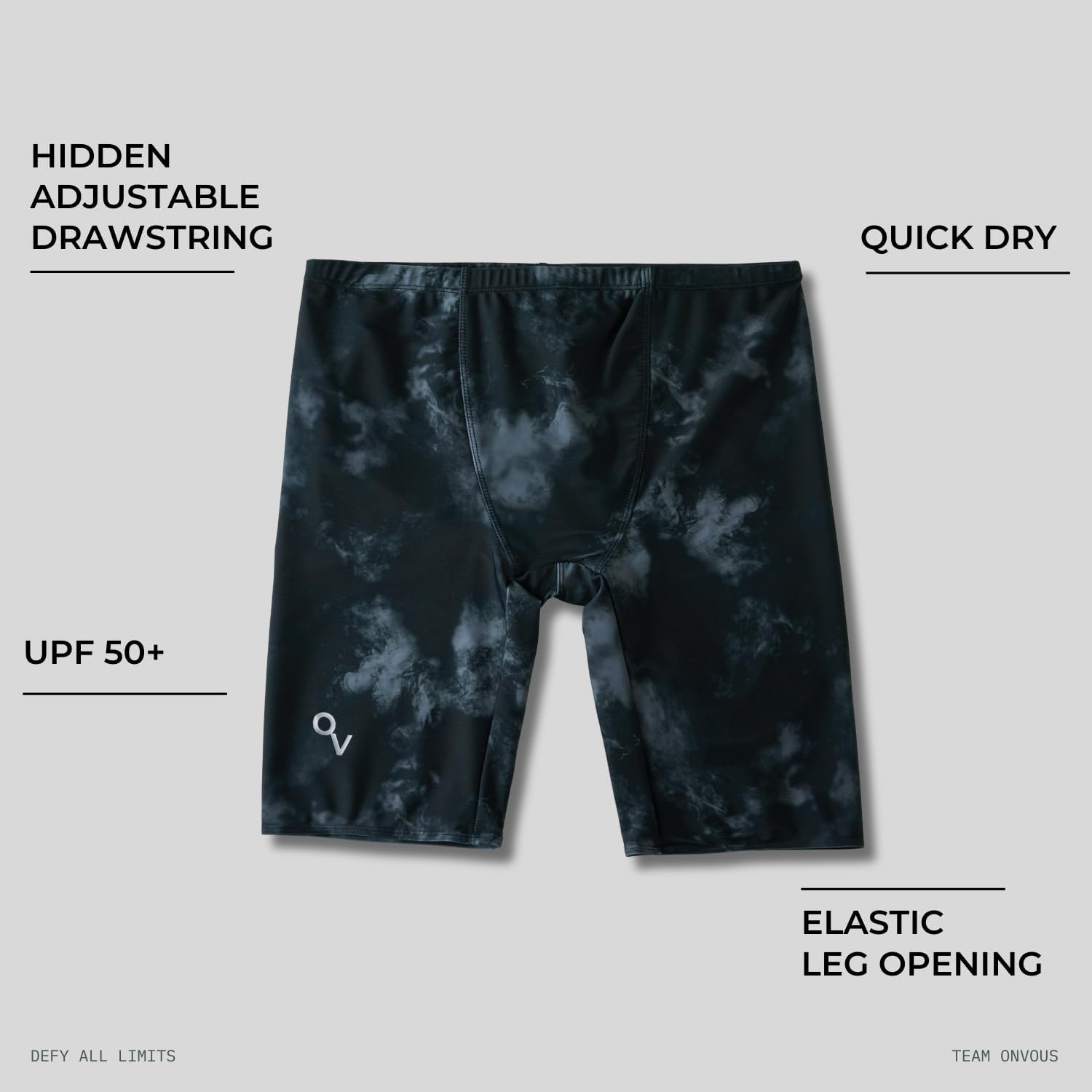 Detalle de Onvous Men's Swim Jammers, 4-Way Stretch, UPF 50+, Drawstring