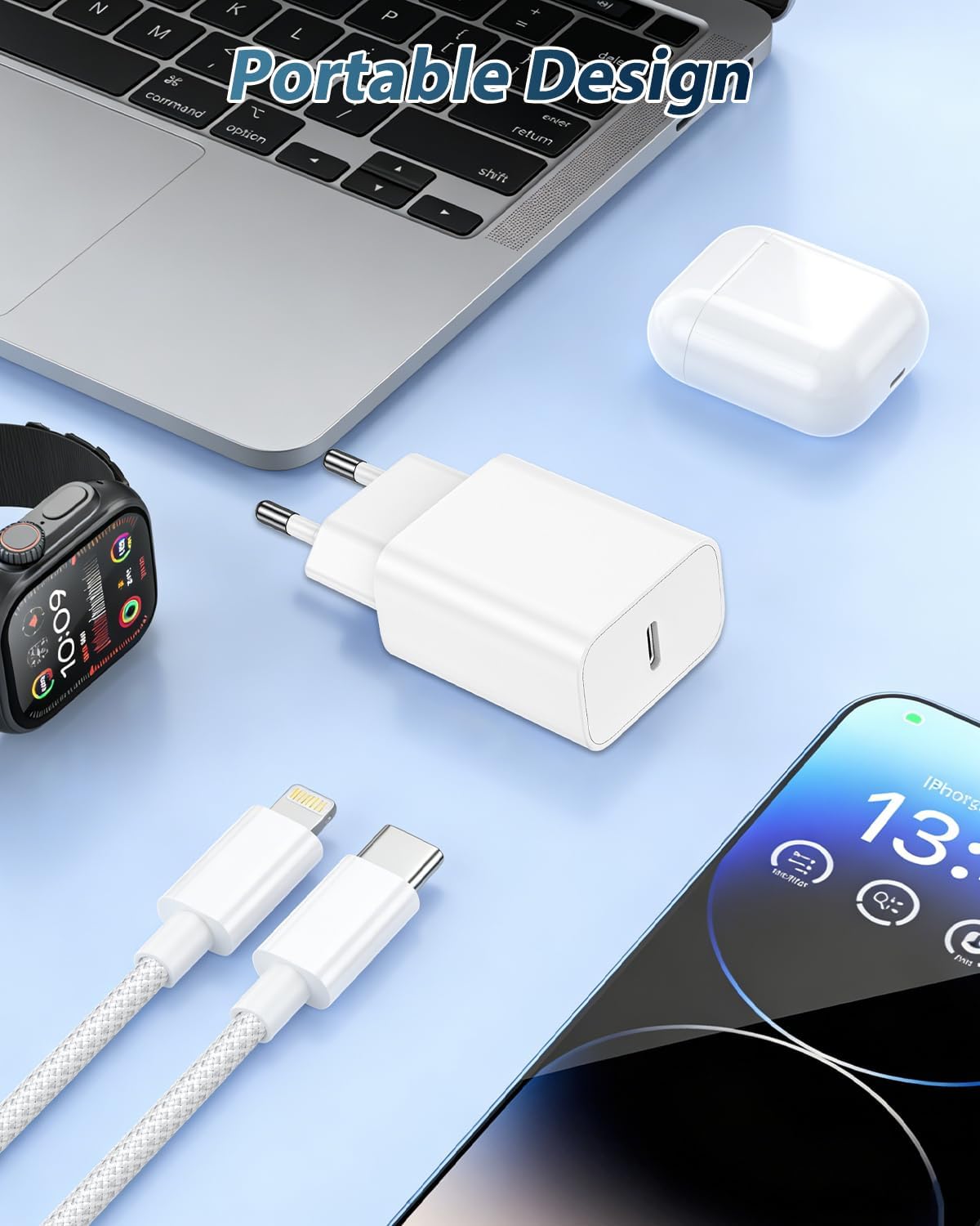 Thumbnail 5 de Chargeur iPhone Rapide 20W USB-C avec câble Lightning de 2 m – Prise murale compact et sûr
