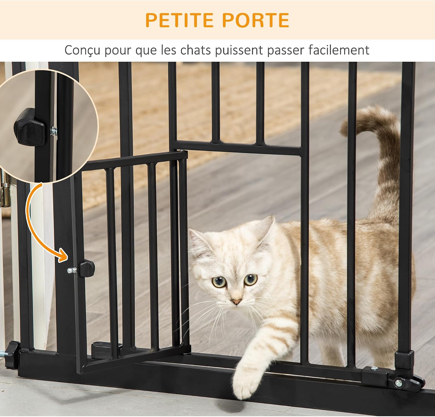 Thumbnail 6 de PawHut D06-124V01BK veiligheidshek van staal, 104,1 cm hoog, met kattendeur