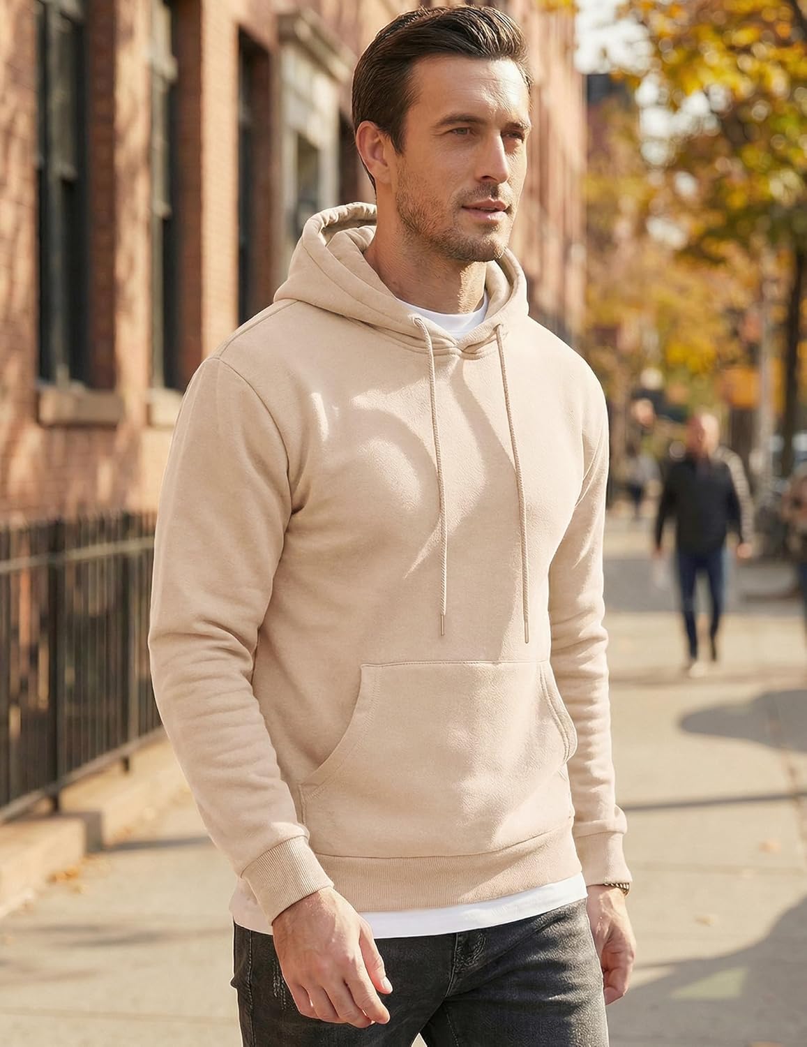 Thumbnail 2 de JMIERR Mens Casual Cotton Hooded Hoodie – Lightweight, Soft & Flexible Everyday Pick