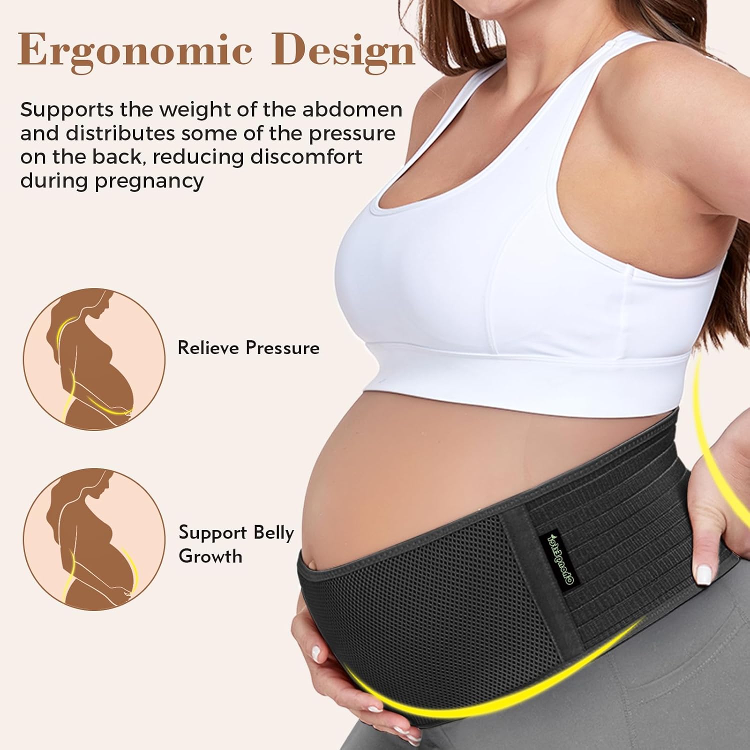 Thumbnail 2 de ChongErfei Pregnancy Belly Band Maternity Belt with Back Support (Black, One Size)