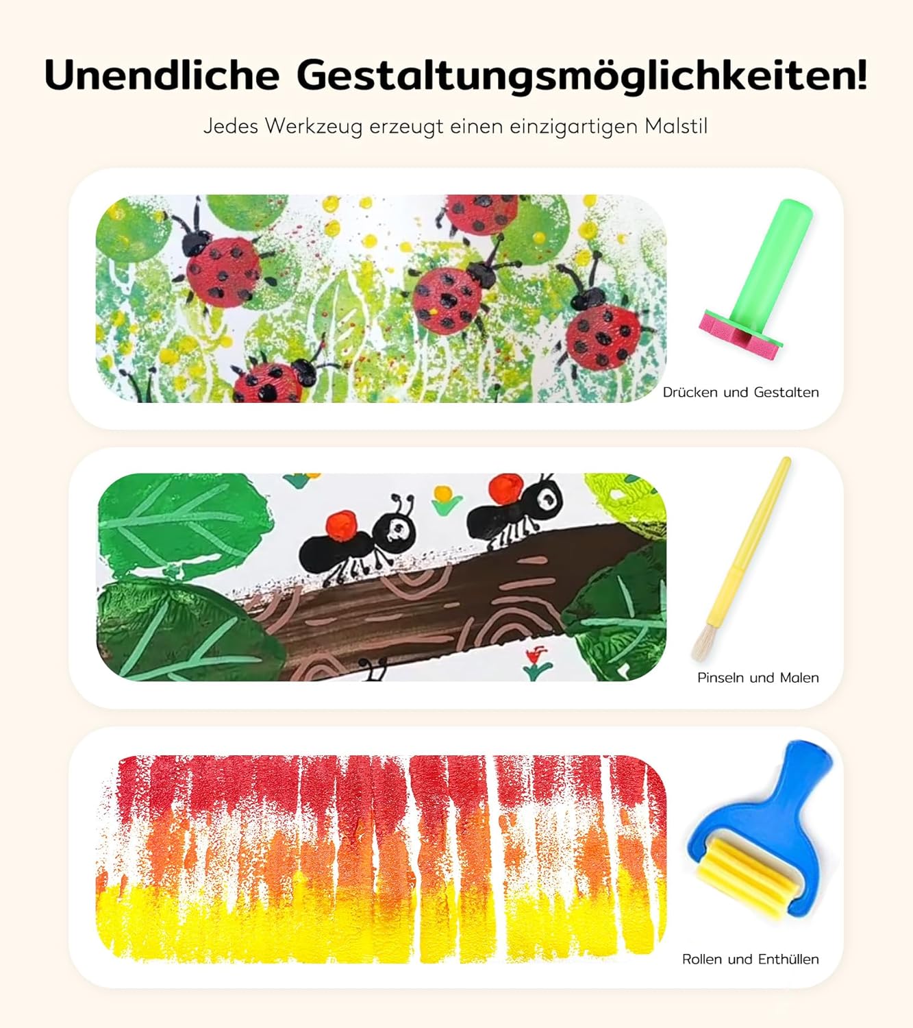 Thumbnail 6 de TMOL Fingerfarben Kinder ungiftig – 10 Farben Set mit Waschfarben und Zubehör