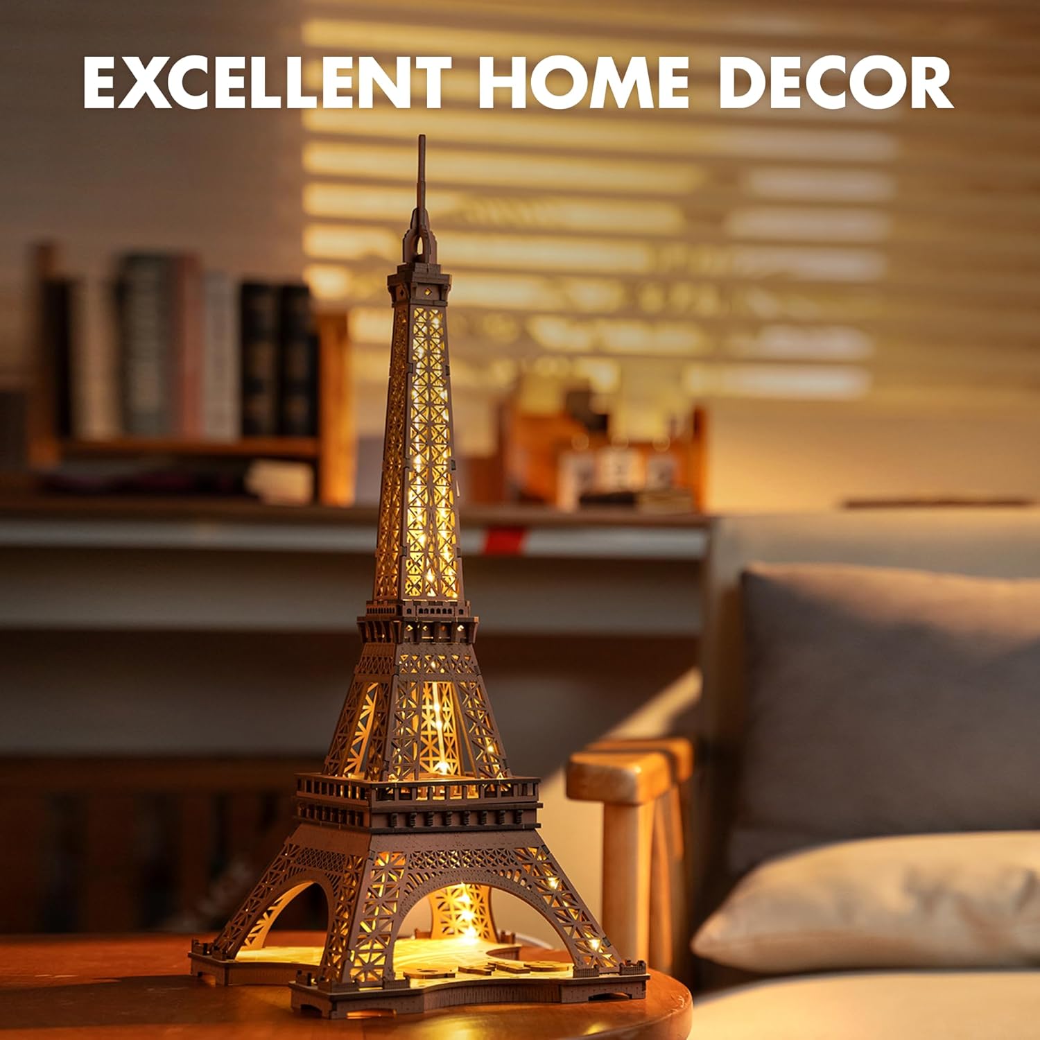 Detalle de Rolife 3D Puzzles Nuit de la Tour Eiffel – Kit en bois avec éclairage LED (TGL01)