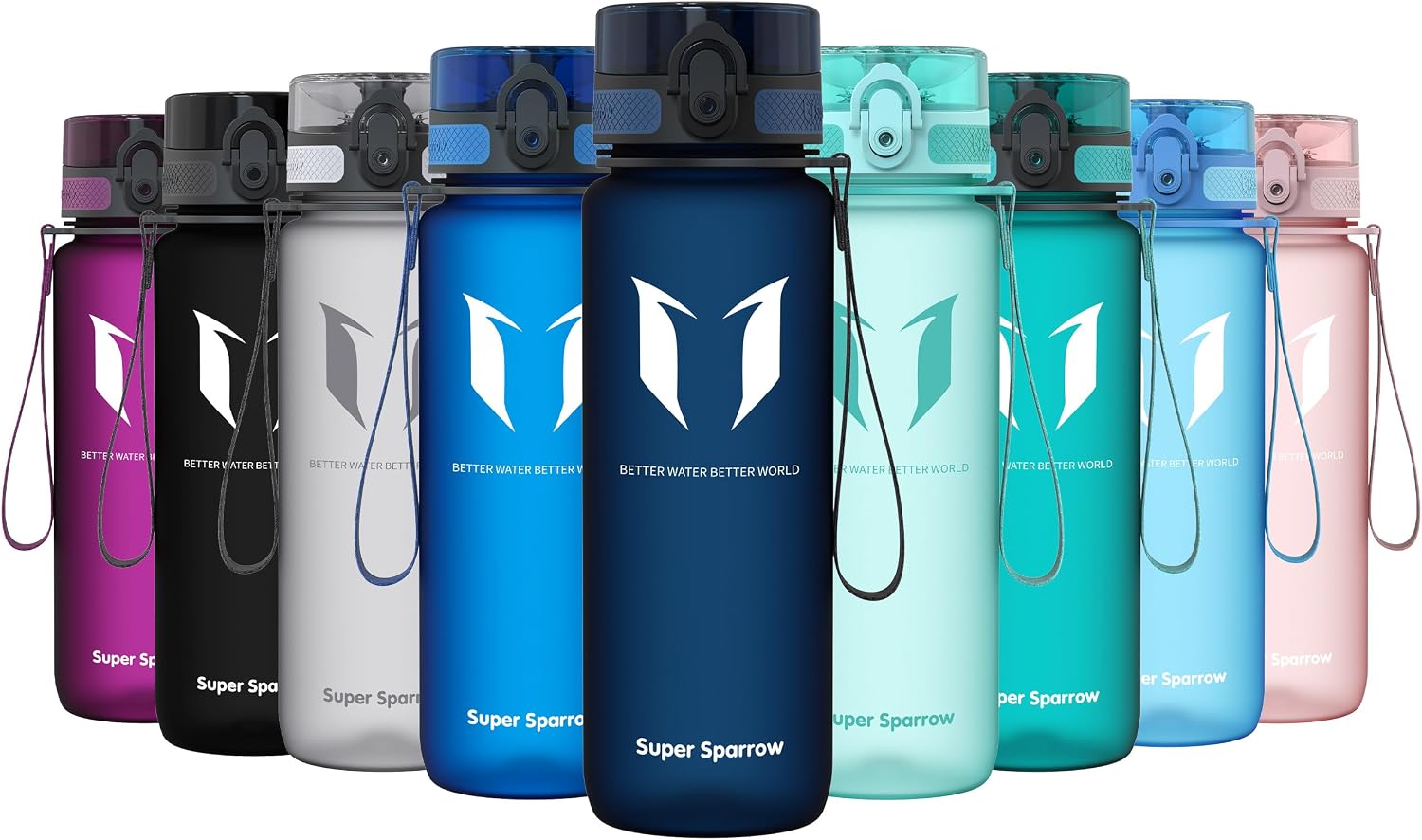 Detalle de Super Sparrow borraccia sportiva per bambini senza BPA (350 ml–1,5 L) con tappo a prova di perdite