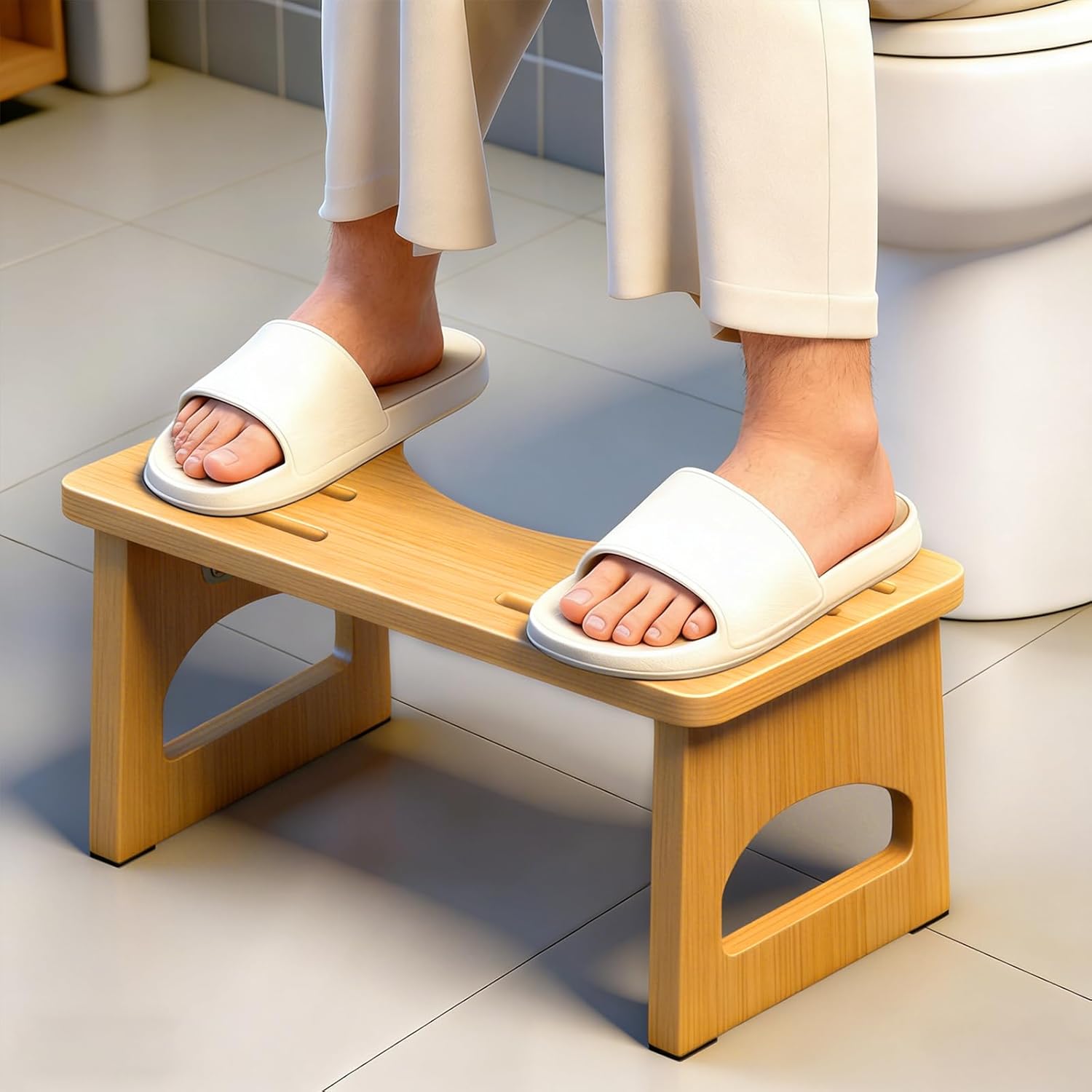 Thumbnail 6 de RayLove physiologischer Toilettenhocker aus Holz (klappbar, C-Form, 35 Grad)