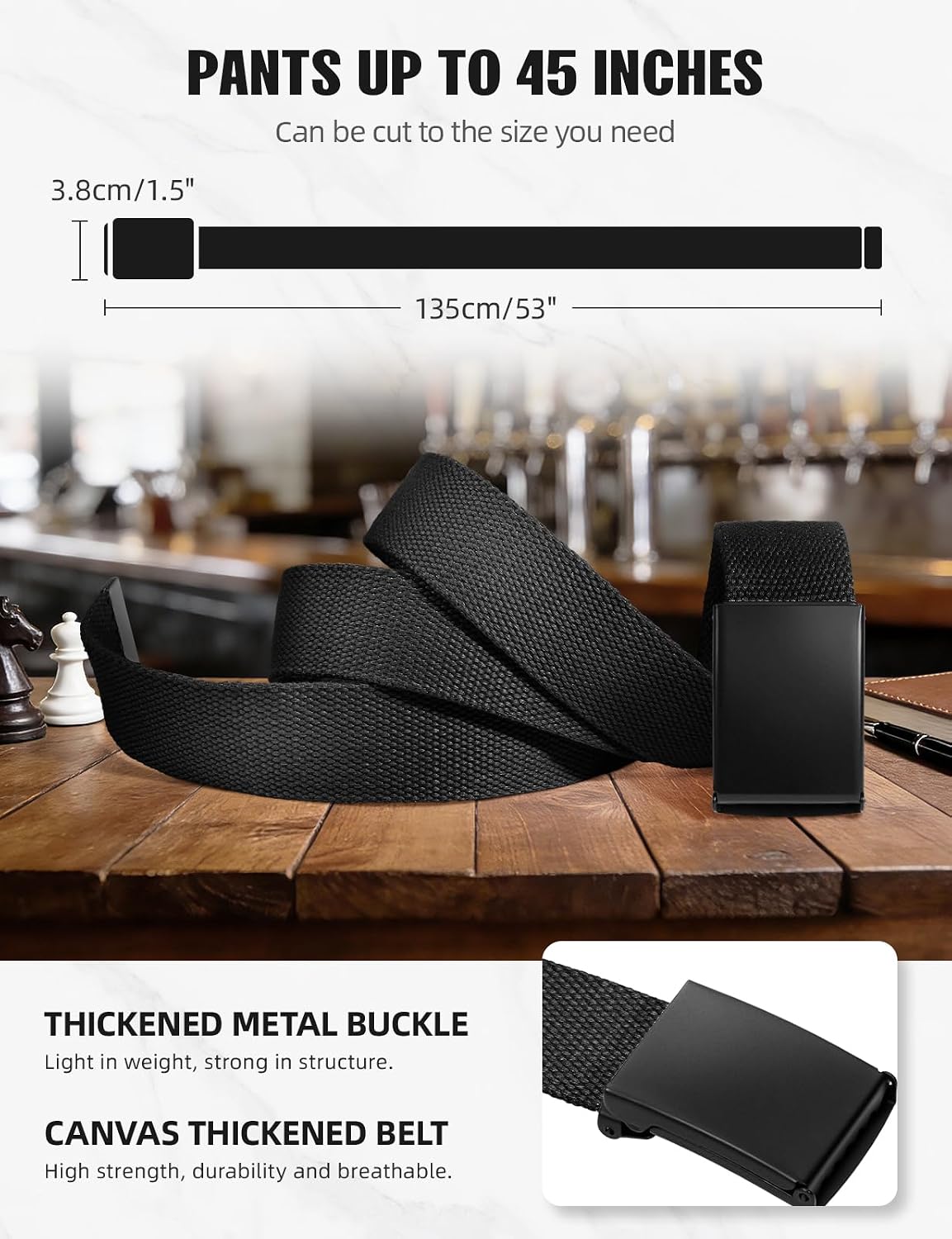 Detalle de LXMY Gürtel Herren Stufenlos 135 cm