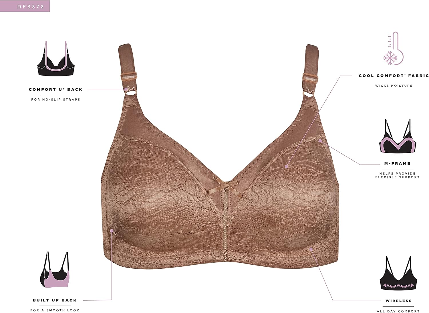 Thumbnail 4 de Bali Women’s Wireless Lace Bra with Double Support & Stay-in-Place Straps