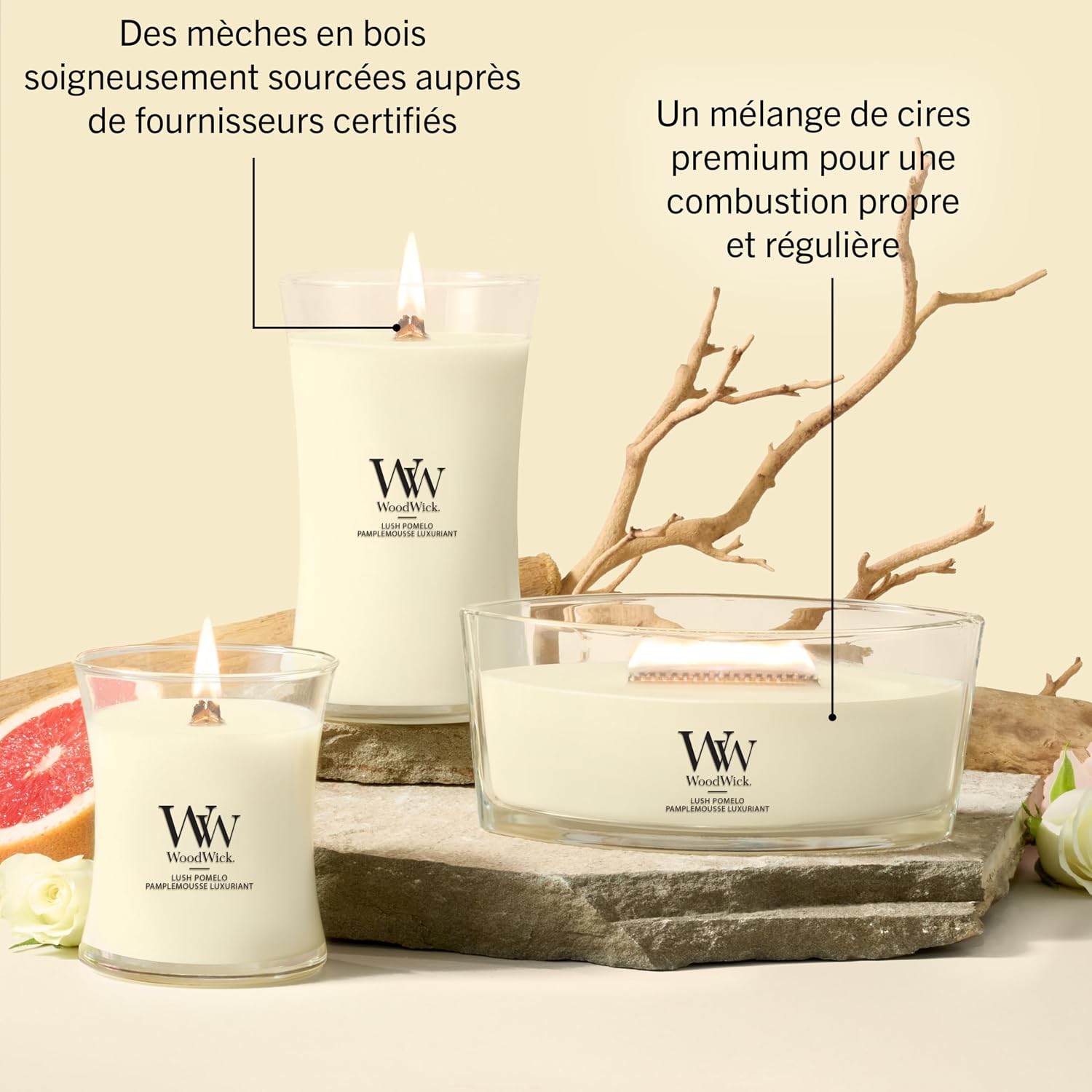 Thumbnail 6 de WoodWick Bougie parfumée Bougie Ellipse Pamplemousse luxuriant – un cadeau élégant pour femmes
