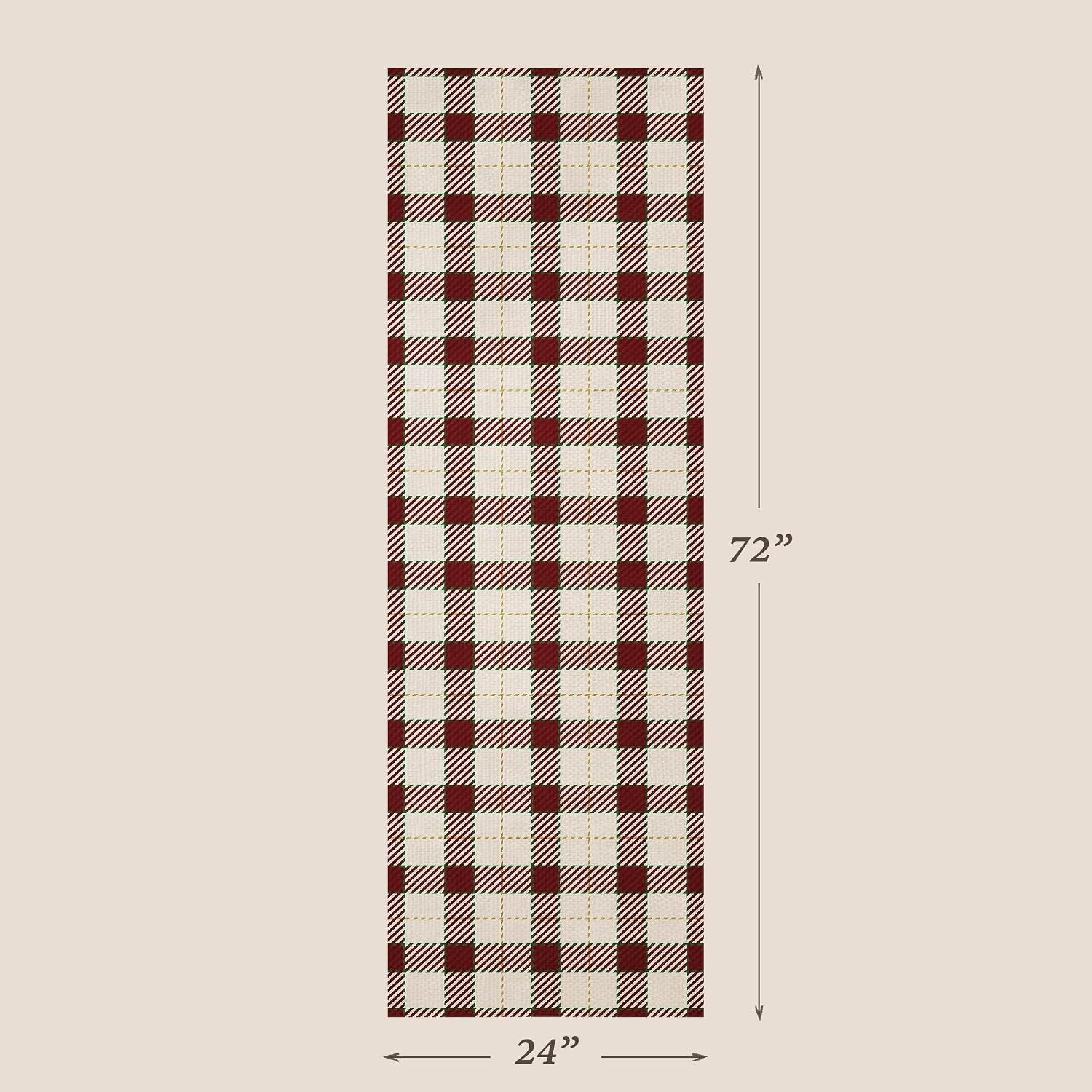 Detalle de JTJ RUG-101-WHITERED 2' x 6' Christmas Runner Rug, Washable Plaid
