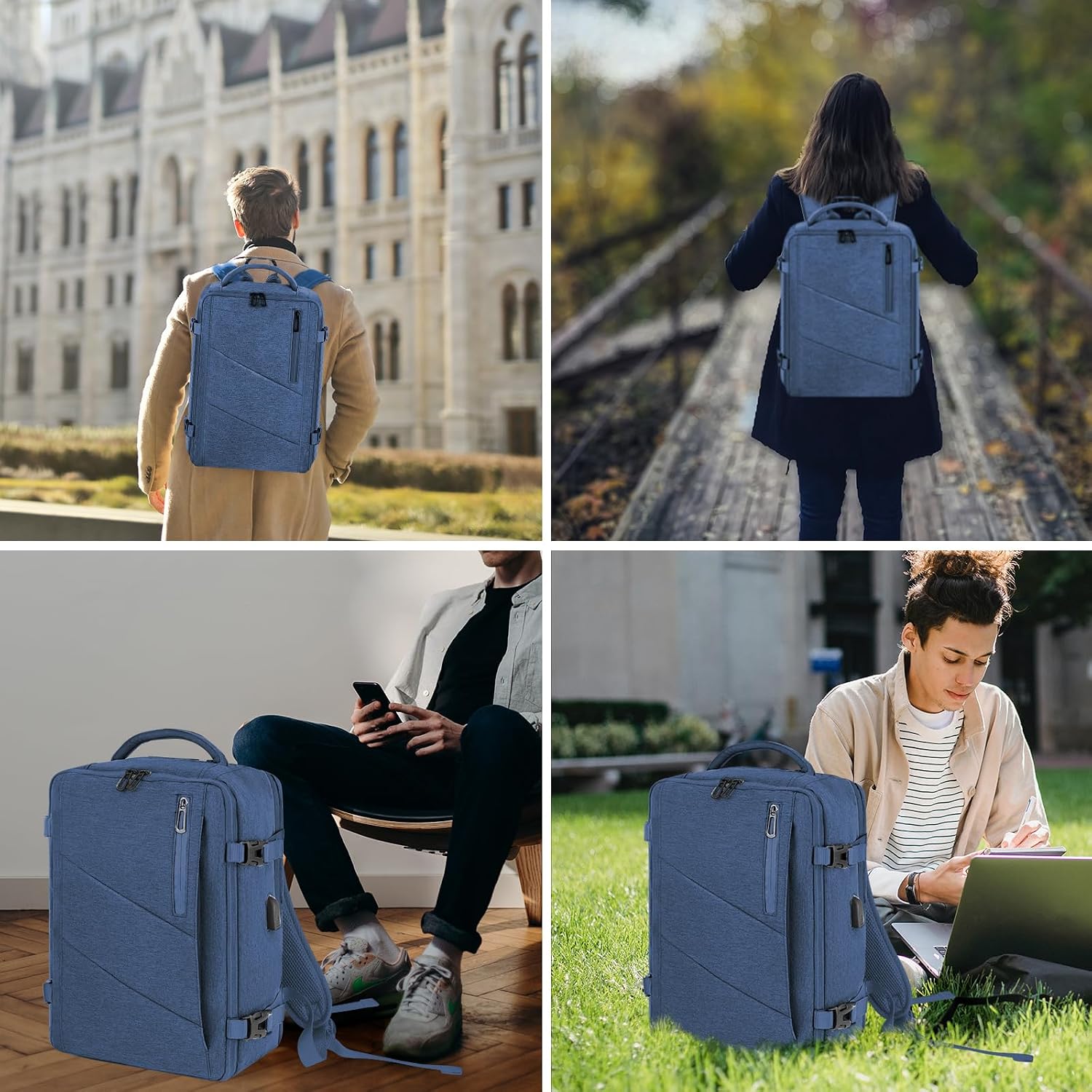 Thumbnail 6 de VOESLD Zaino Easyjet 45x36x20 Grigio Chiaro – Zaino da Cabina 32L Impermeabile con Porta USB